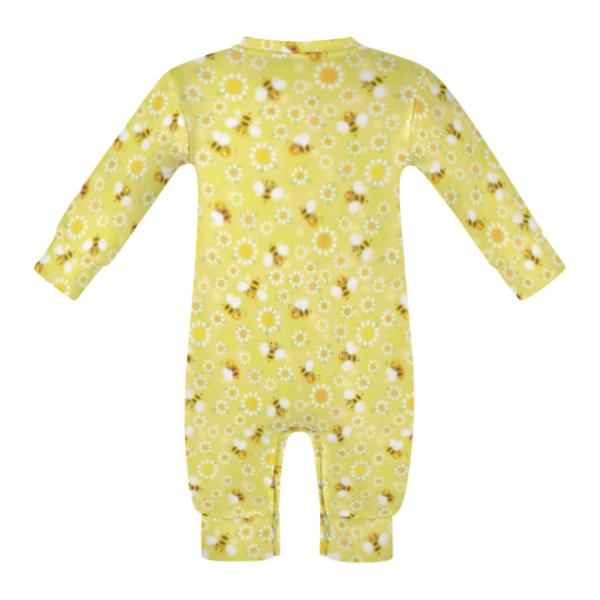 Barboteuse bébé à manches longues et imprimé intégral - Petites abeilles jaunes