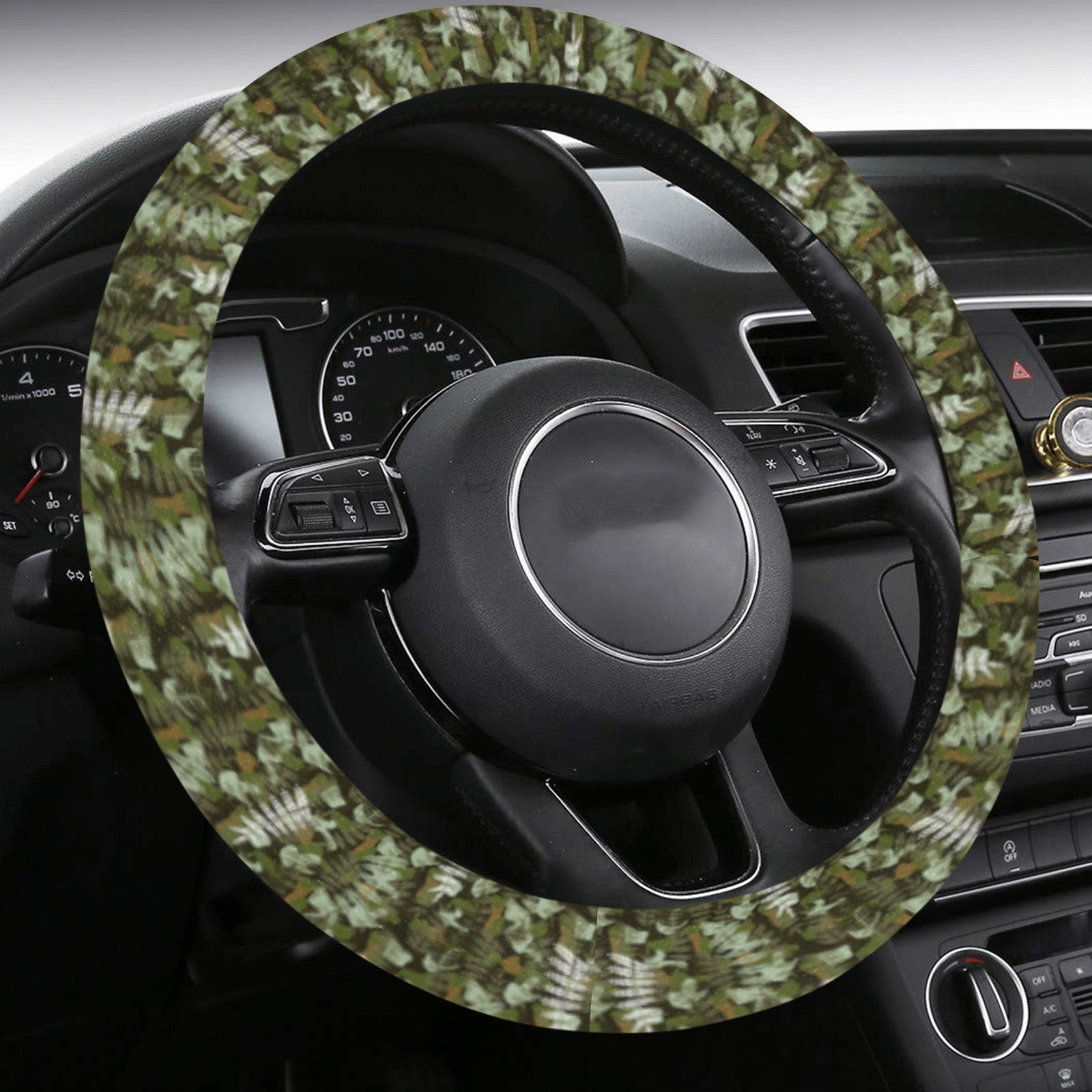 Steering Wheel Cover with Anti-Slip Insert - Forest Ferns