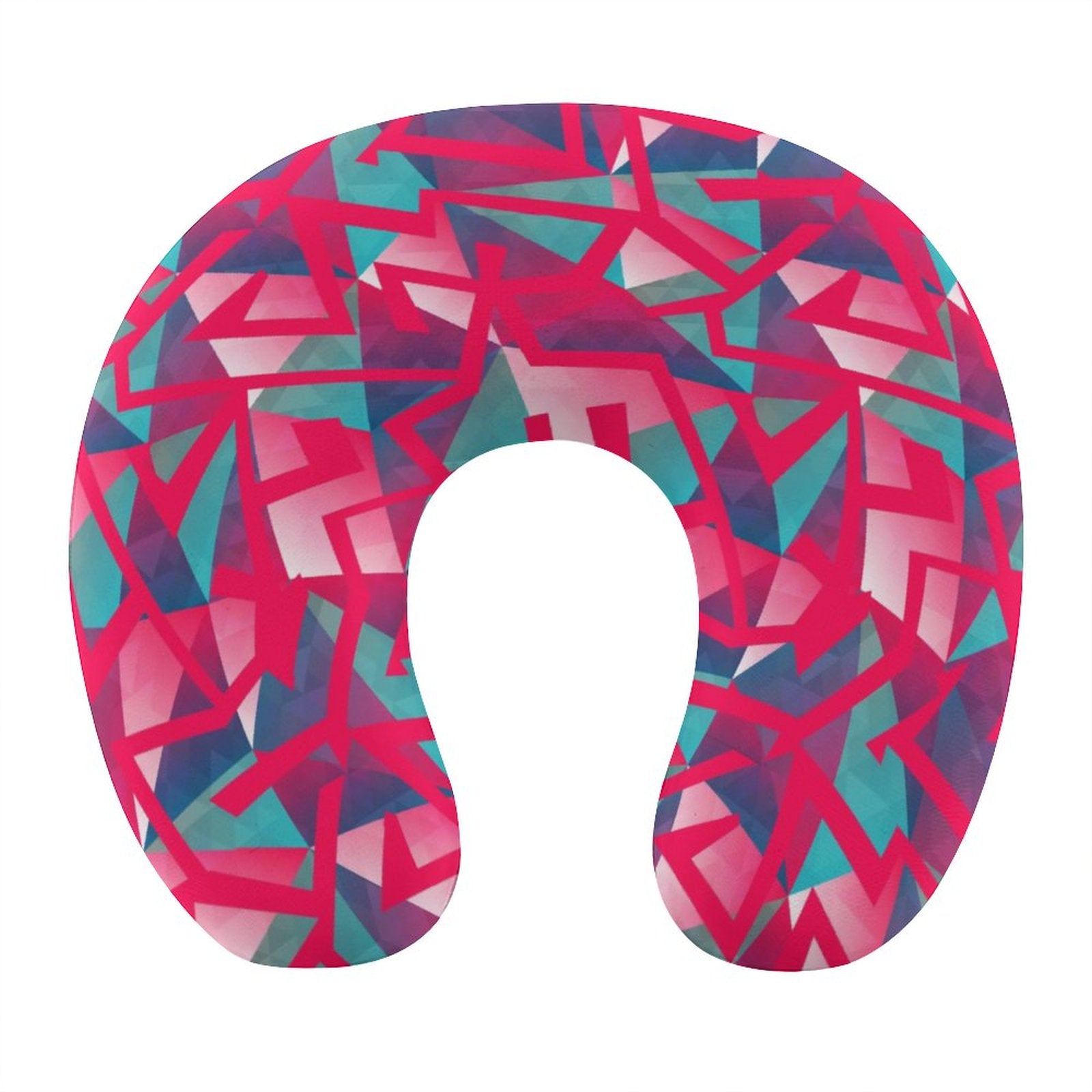 Travel Neck Pillow - Geometric Neon in Berry