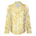 Women's Irregular Hem Button-Up Shirt - Gold Leaves