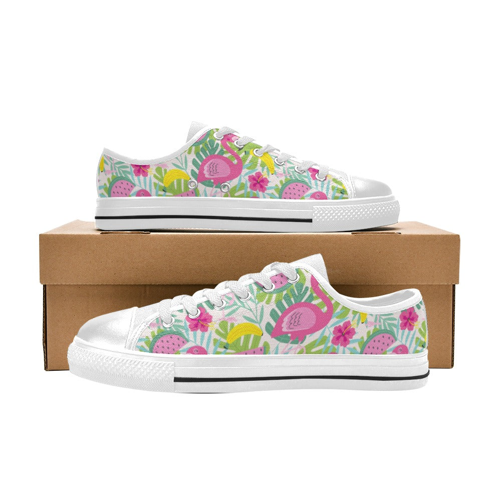 Kid's Low Top Canvas Shoes - Flamingo Summer