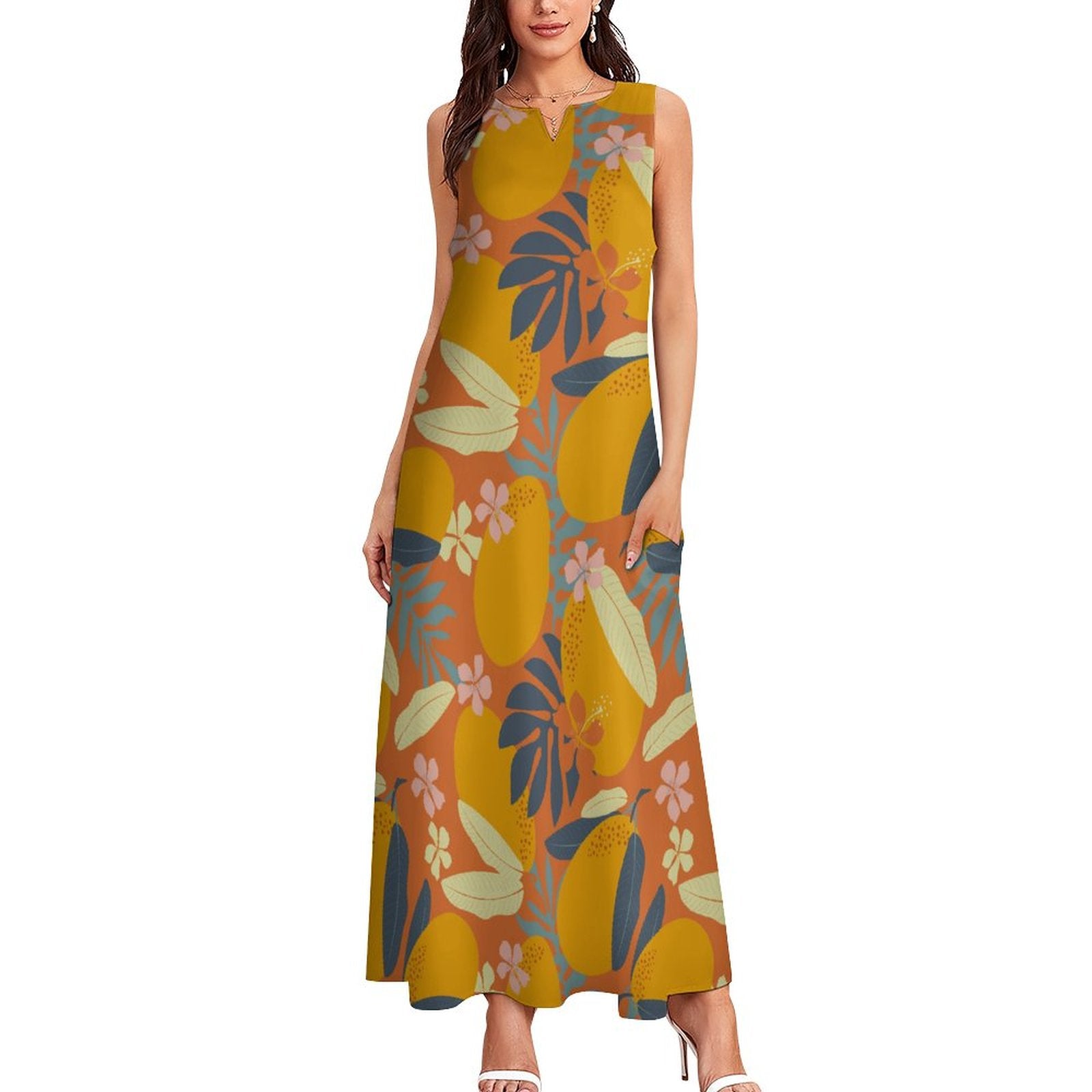 Sleeveless Ankle-Length Shift Dress - Mystic Mango