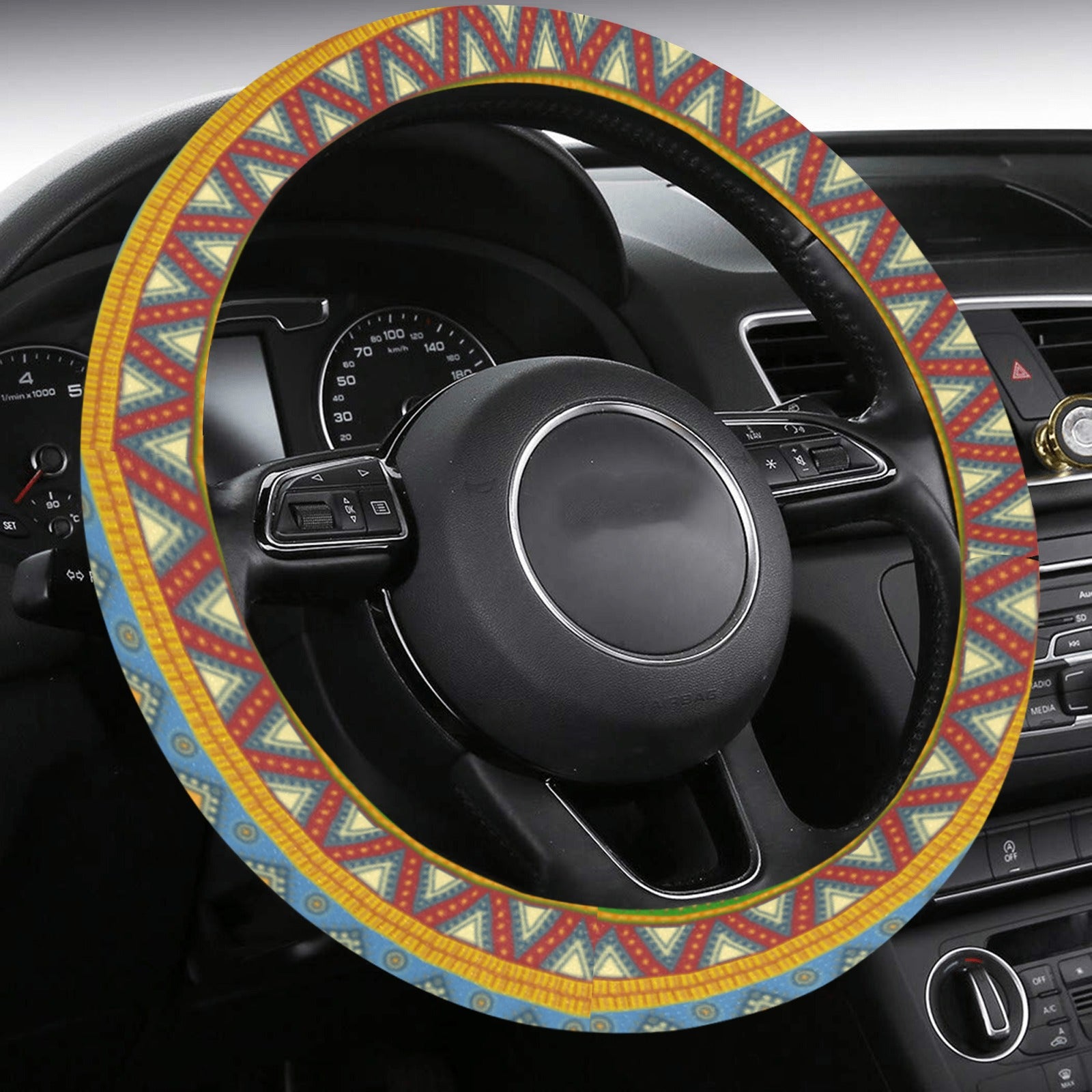 Steering Wheel Cover with Anti-Slip Insert - Aztec Print