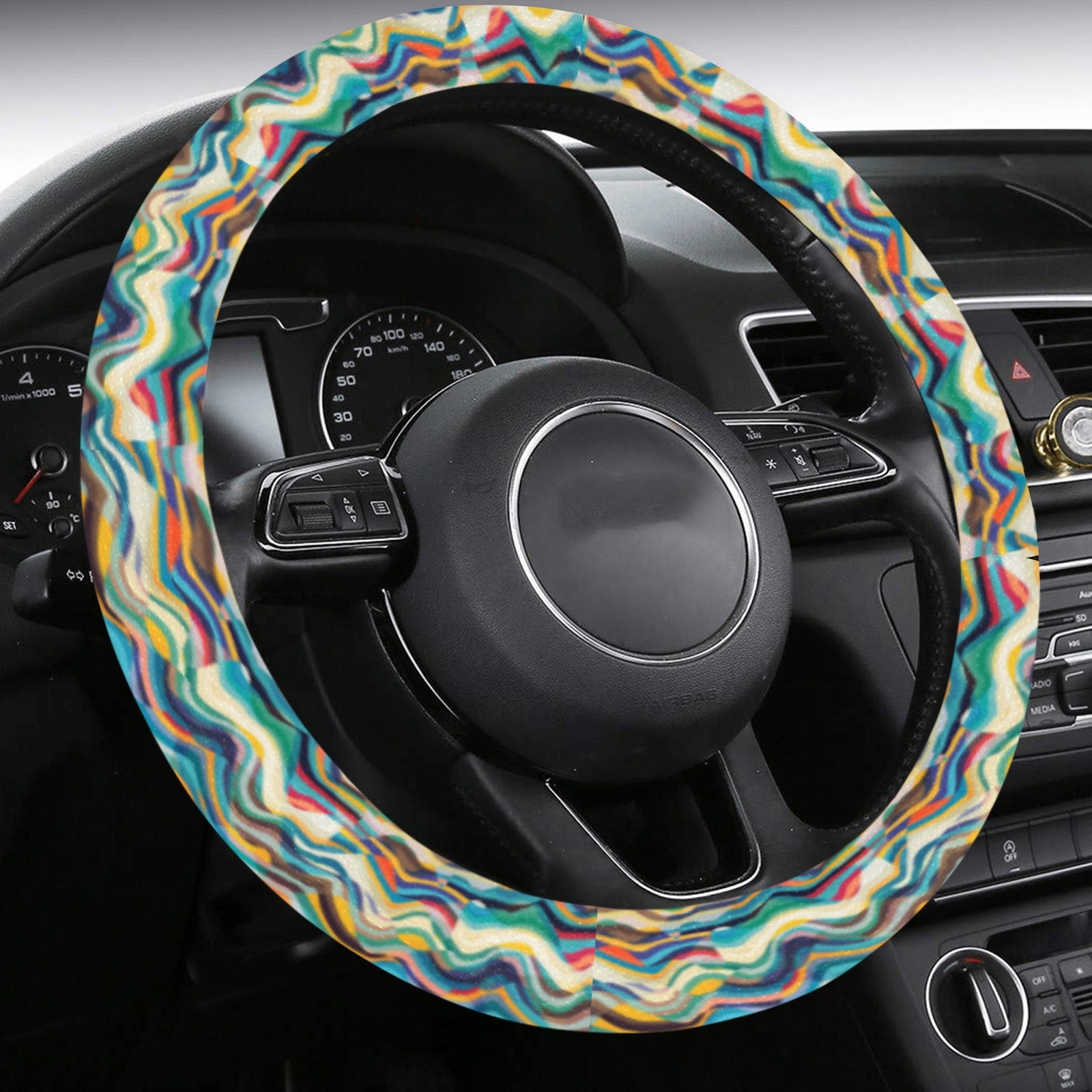 Steering Wheel Cover with Anti-Slip Insert - Mosaic Waves