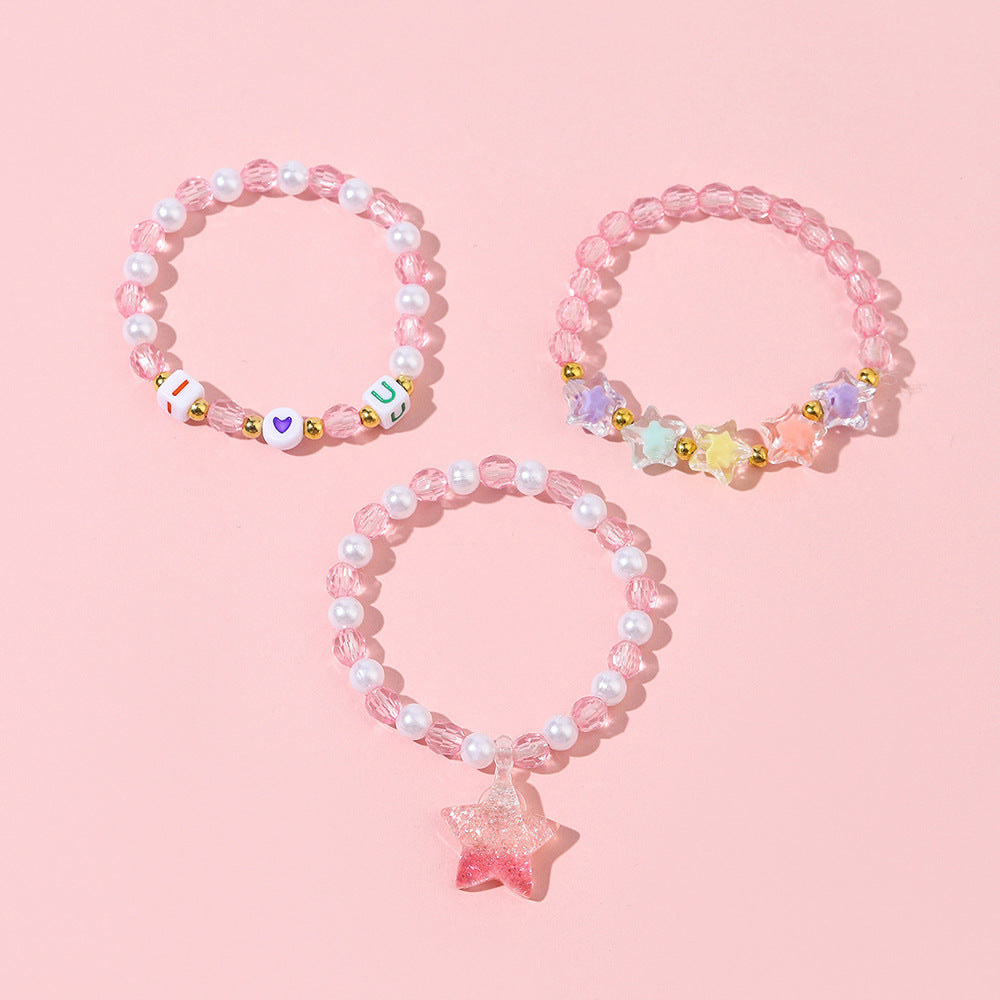 Ensemble de bracelets de perles en résine plastique en forme d'étoile