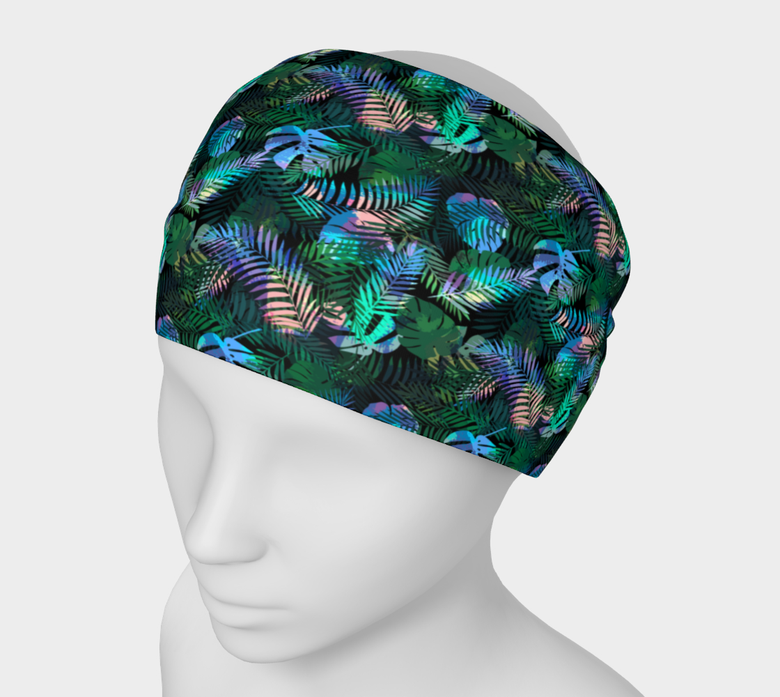 Diadema de tela envolvente - Estampado tropical en pavo real