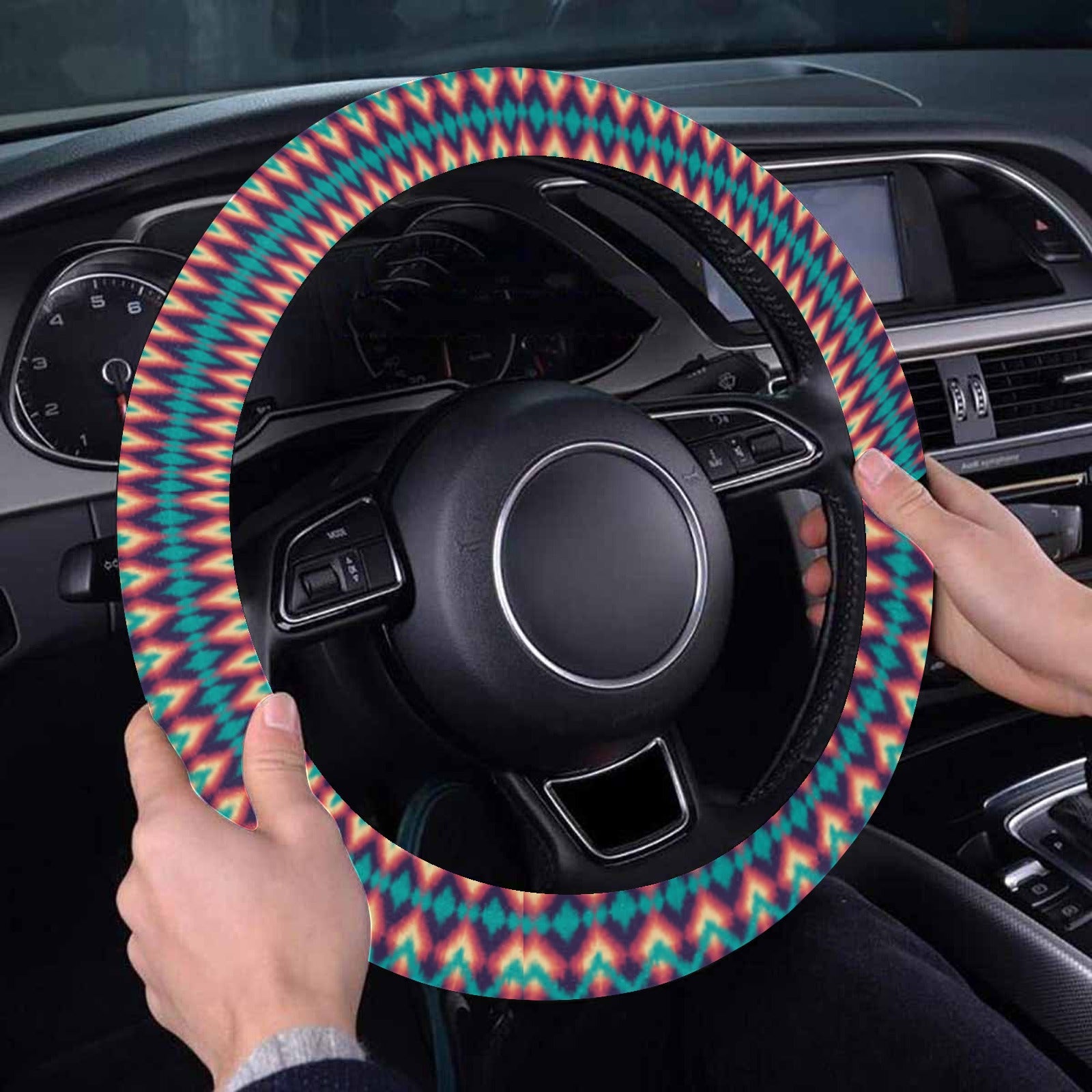 Steering Wheel Cover with Anti-Slip Insert - Ikat