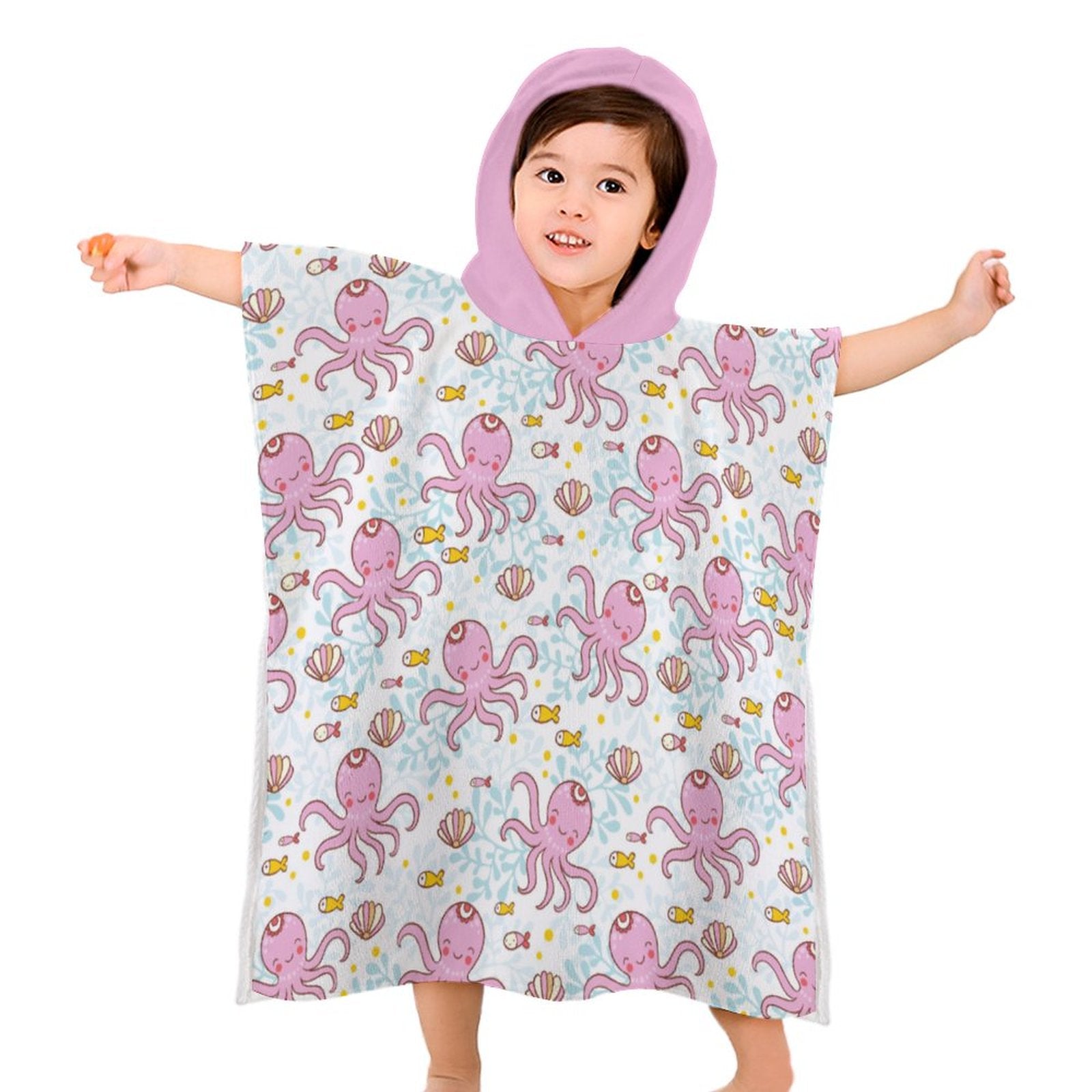 Kids Hooded Terry Cloth Towel - Pinky the Octopus's Playground