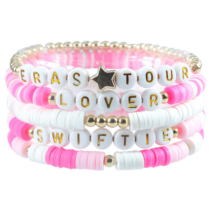 Taylor Swift Eras Tour Pile de bracelets en perles d'argile douce