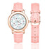 Women's Rose Gold Leather Strap Watch - Eucalyptus Blossoms