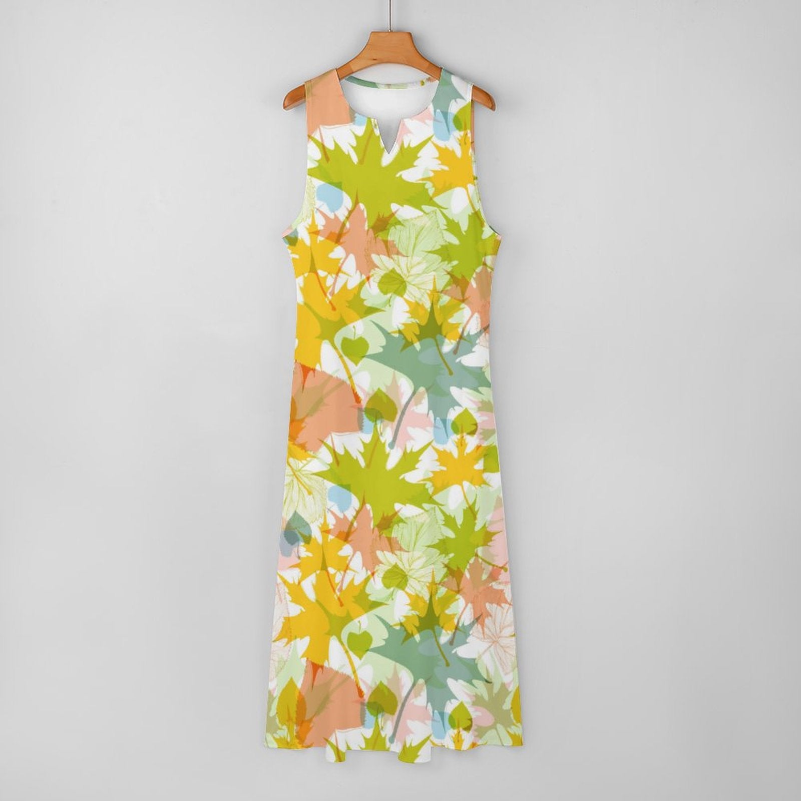 Sleeveless Ankle-Length Shift Dress - Fall Foliage