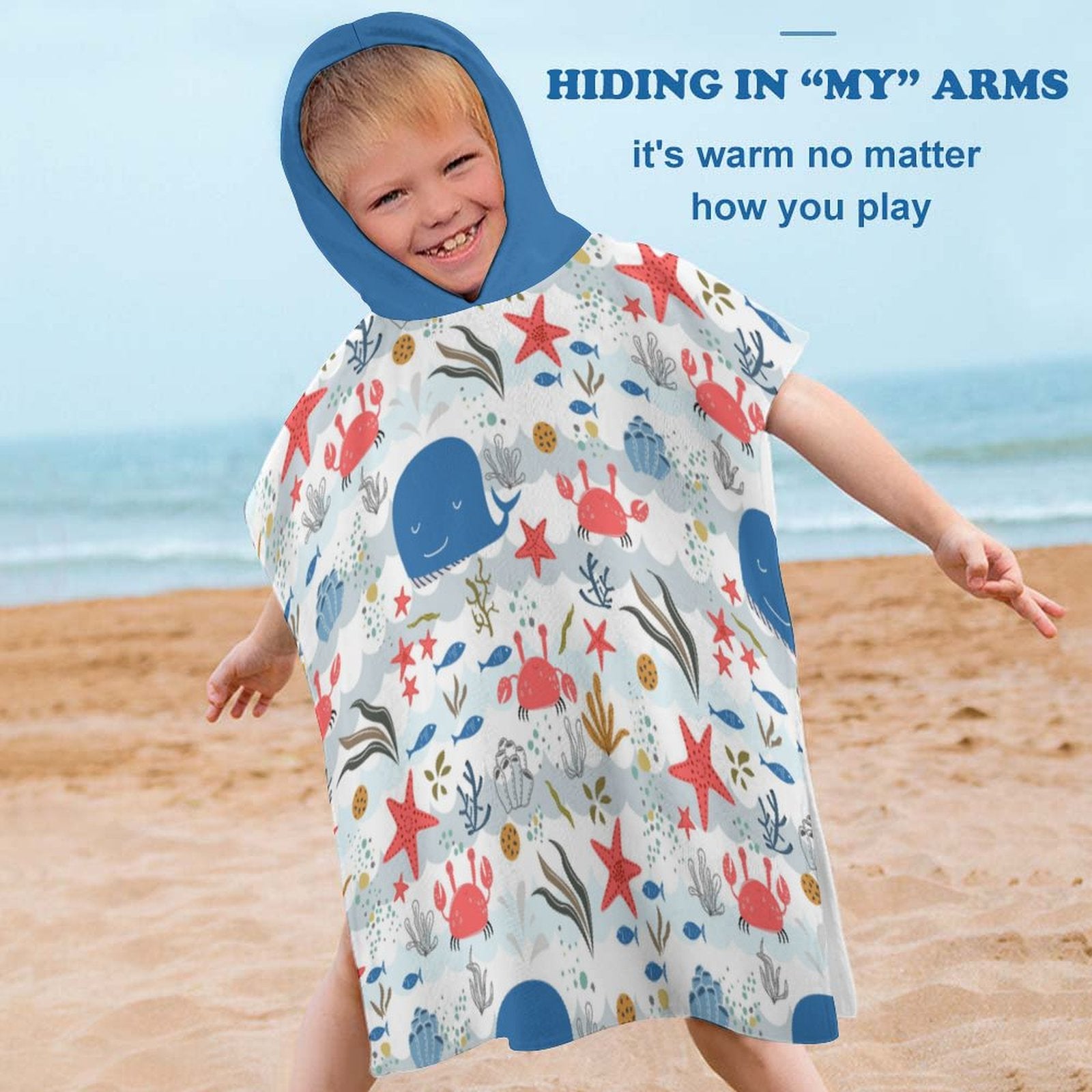 Kids Hooded Terry Cloth Towel - Under the Sea