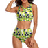 High-Waist Asymmetrical Shoulder Bikini - Tropical Triangles