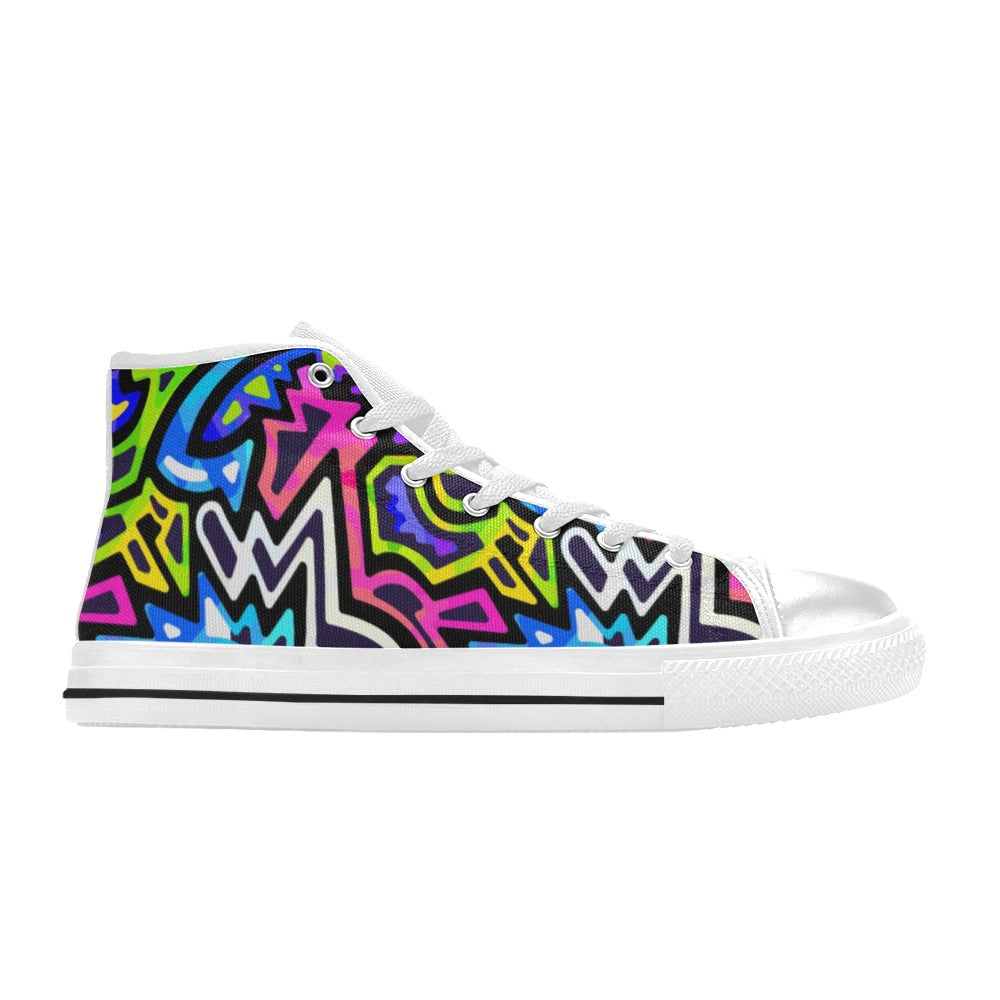 Kid's High Top Canvas Shoes - Neon Graffiti