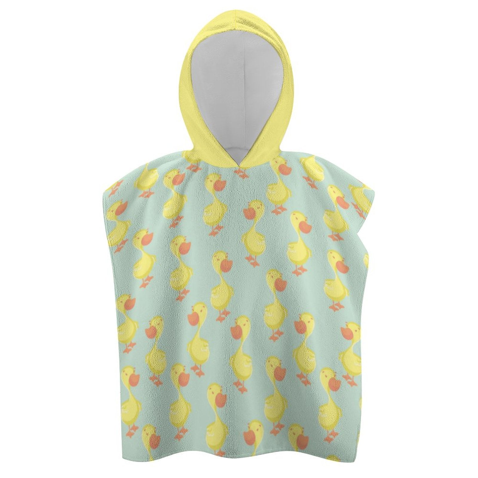 Kids Hooded Terry Cloth Towel - Ducks in a Row (Mint)