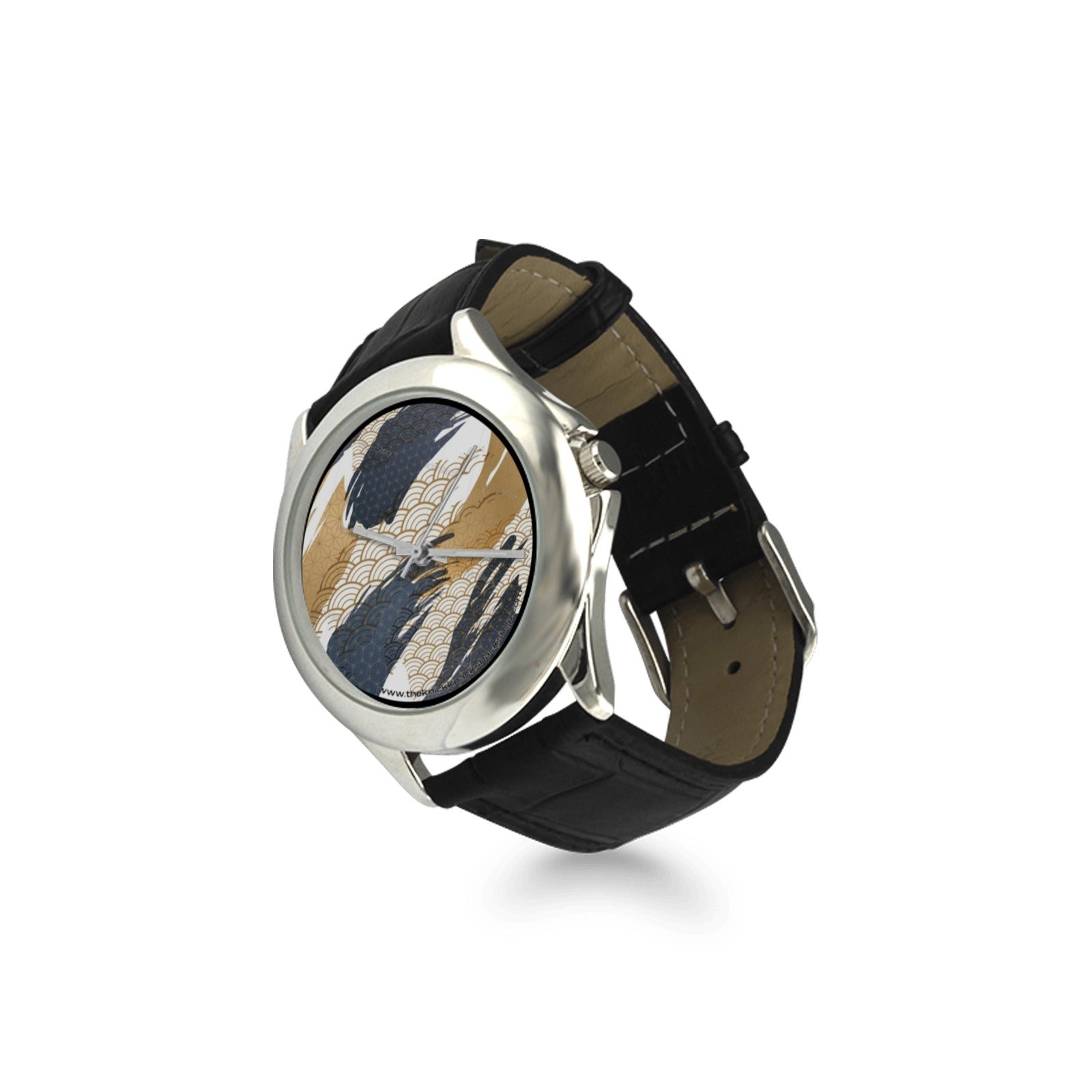 Women's Classic Leather Strap Watch -  Black & Gold