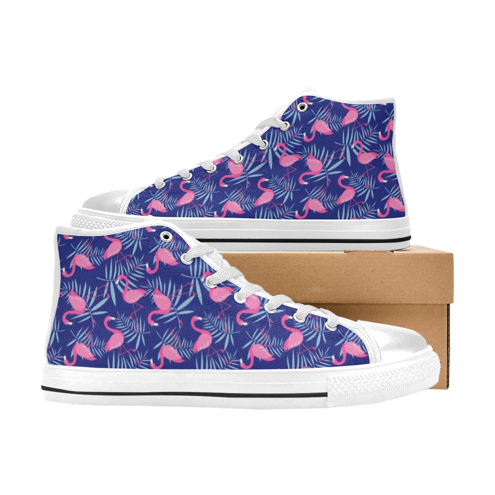 Kid's High Top Canvas Shoes - Flamingo Frolic