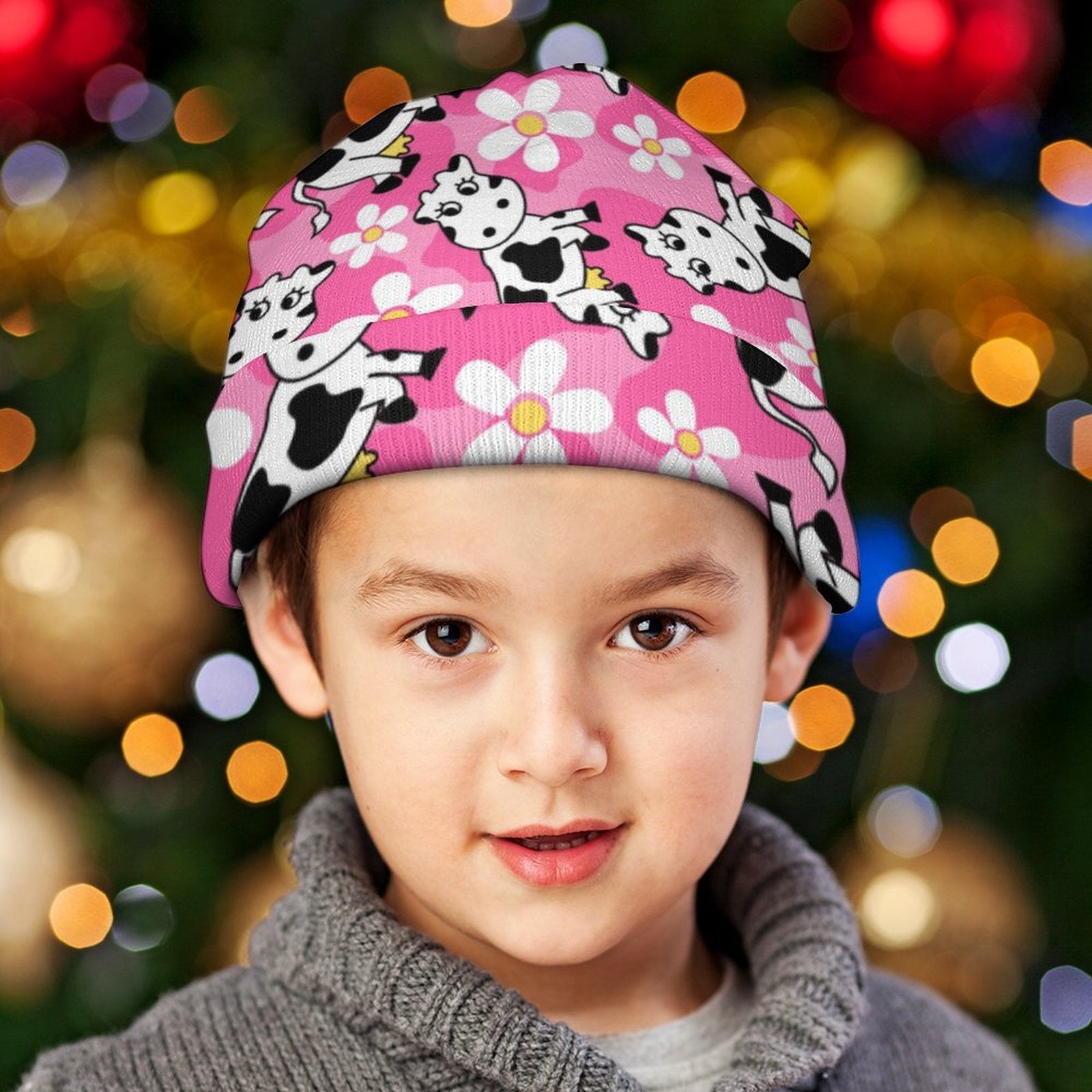 Kids' Knit Beanie - Moo Mania