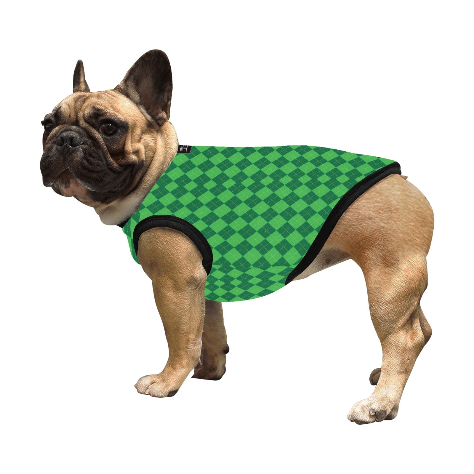 Camiseta sin mangas ligera para mascotas con estampado integral - Argyle verde