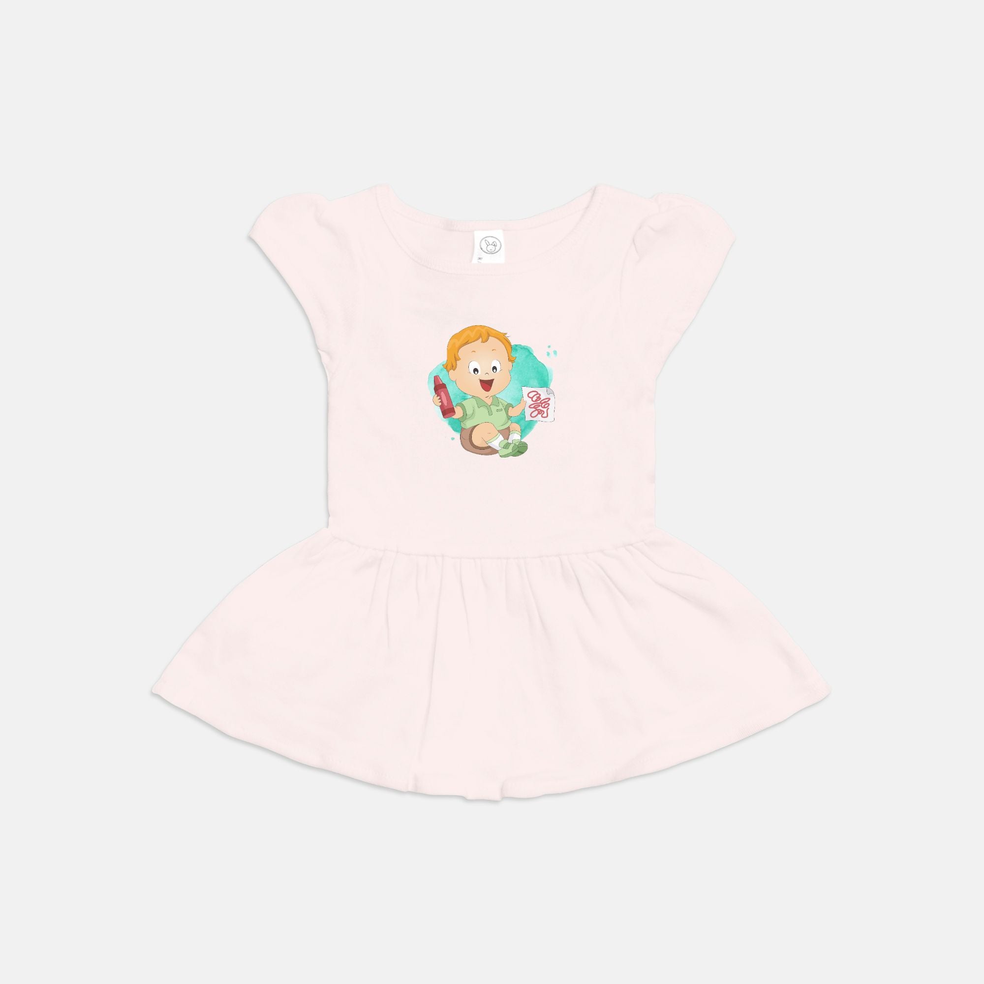 Baby Ribbed Dress - Crayon