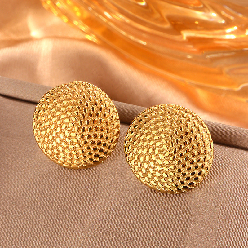 Retro Geometric Titanium Steel 18K Gold Plated Ear Studs