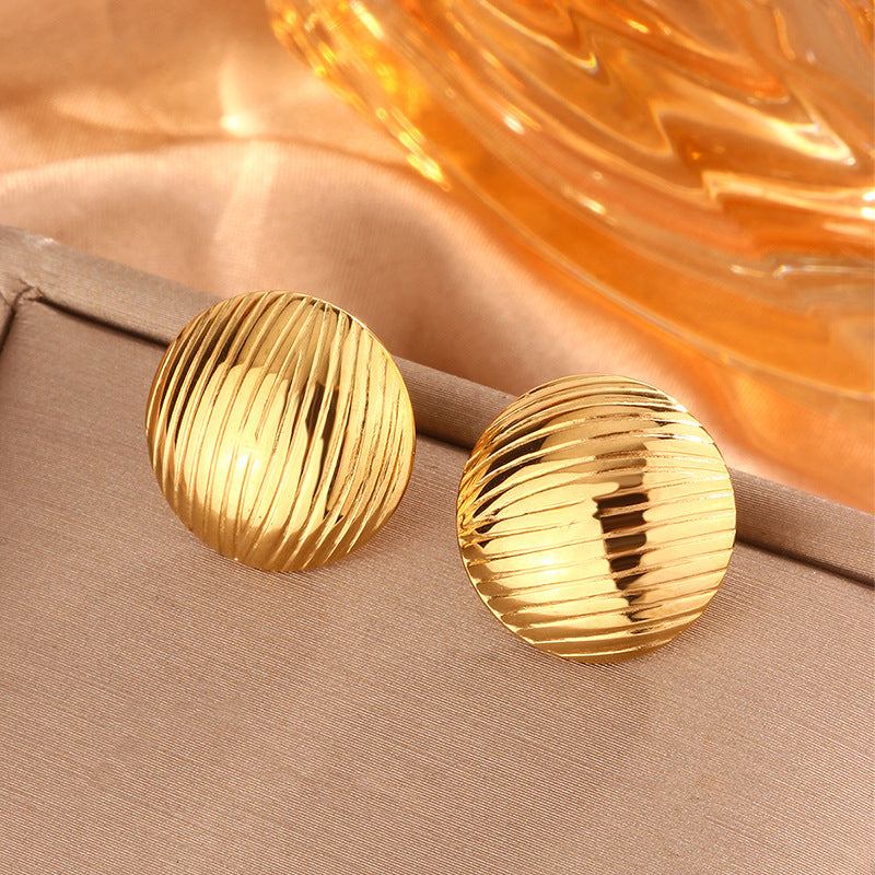 Retro Geometric Titanium Steel 18K Gold Plated Ear Studs