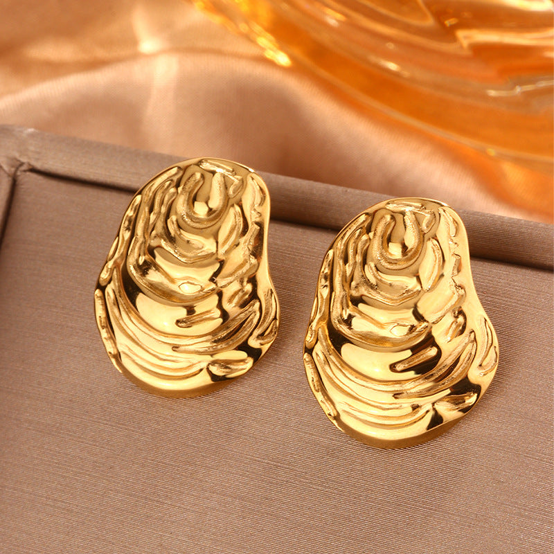 Retro Geometric Titanium Steel 18K Gold Plated Ear Studs