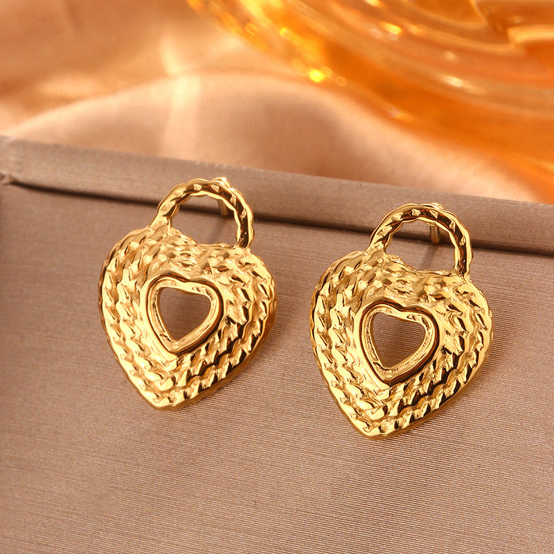 Retro Geometric Titanium Steel 18K Gold Plated Ear Studs