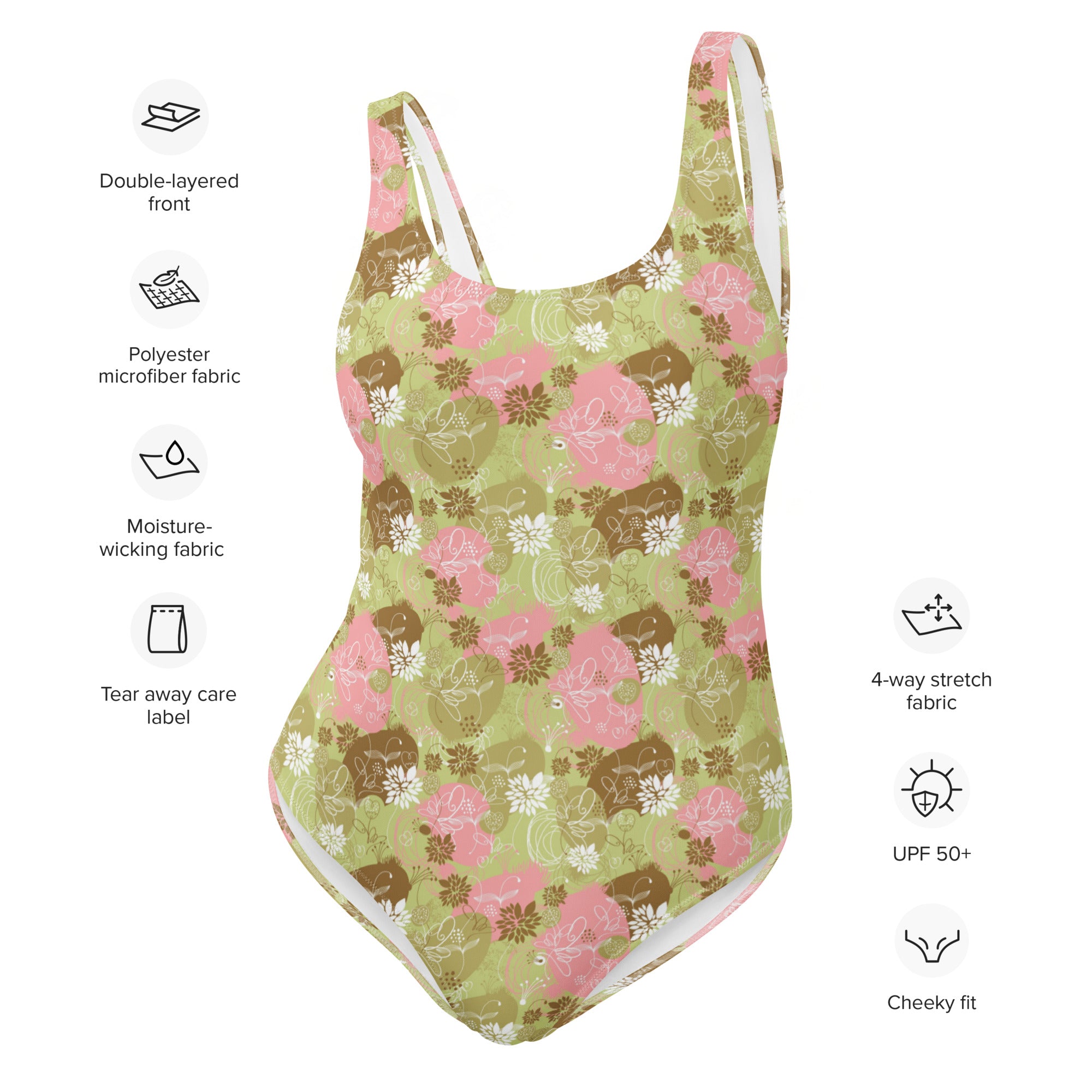 Printed One-Piece Swimsuit - Botanical Green