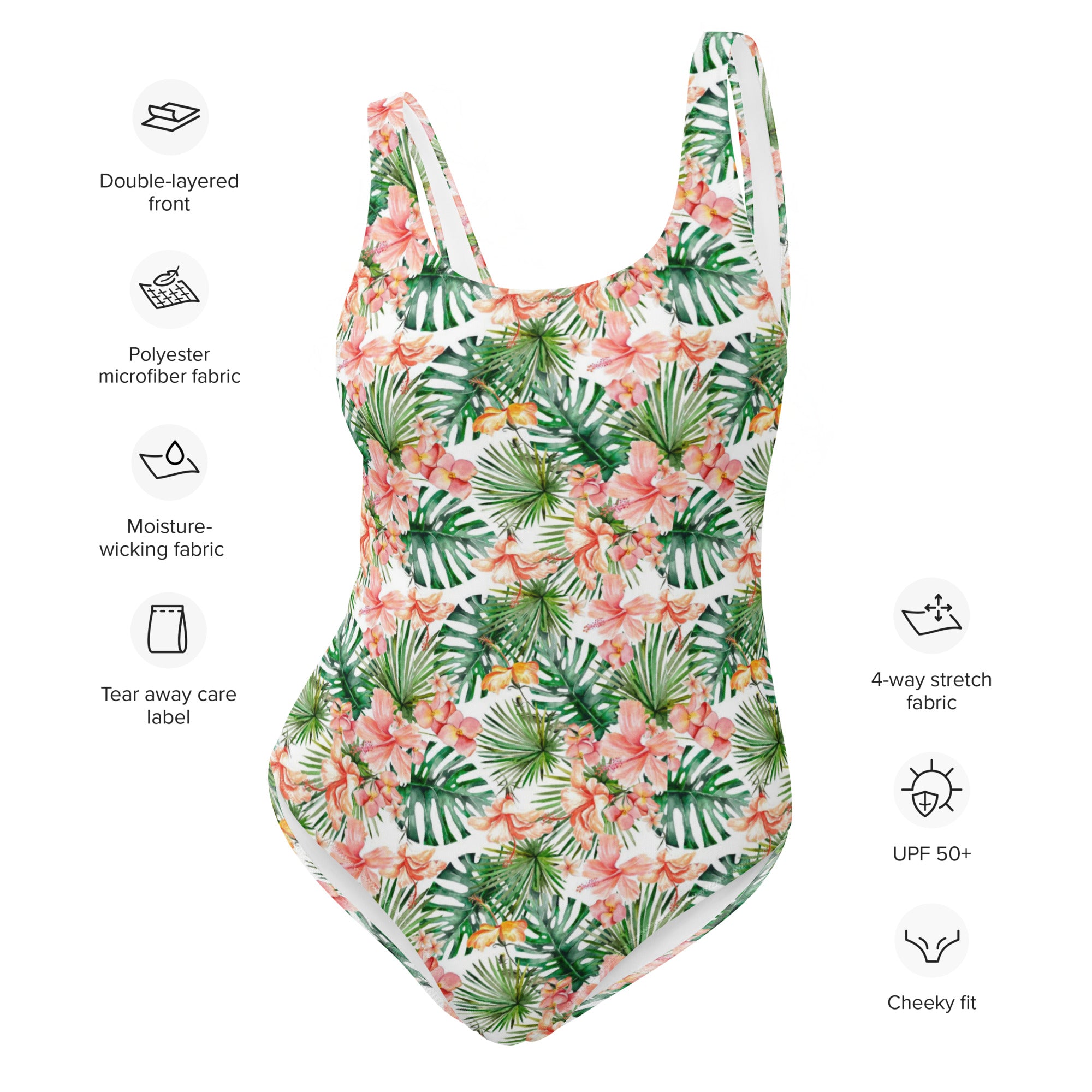 Printed One-Piece Swimsuit - Hibiscus