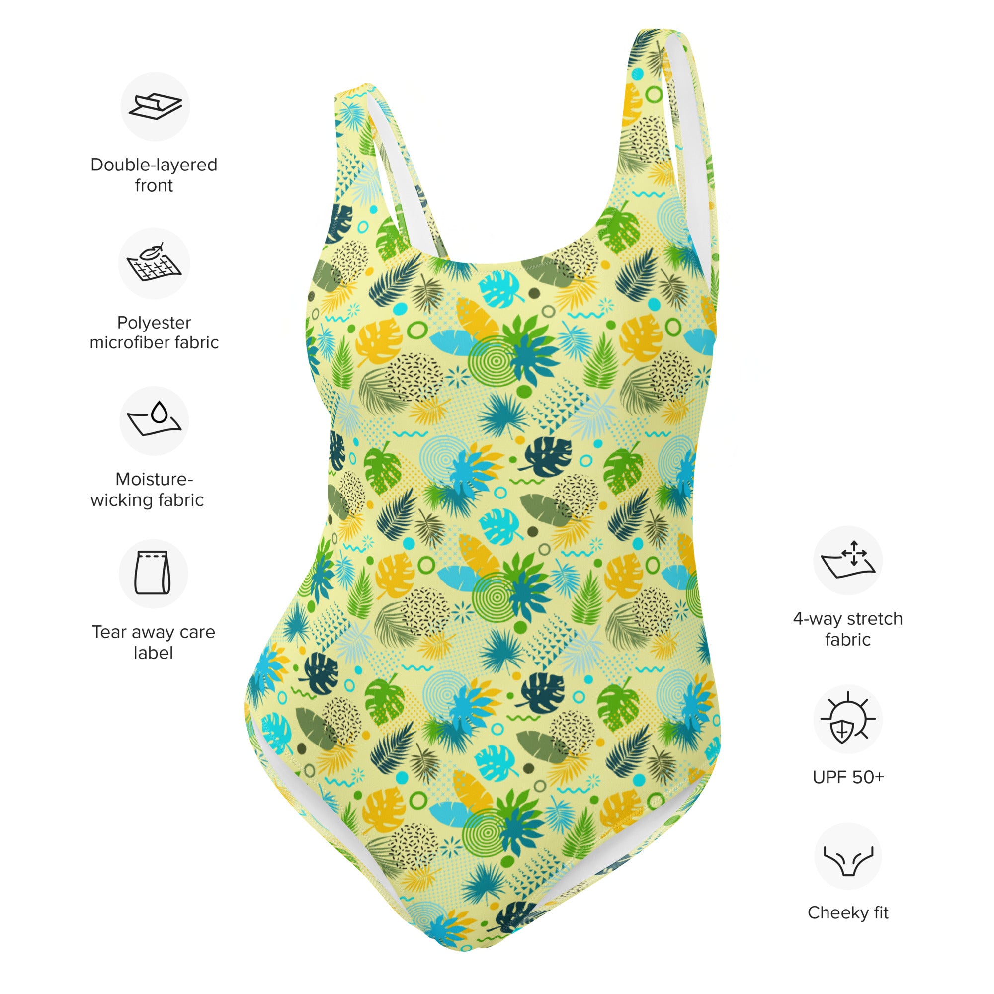 Printed One-Piece Swimsuit - Tropical Print