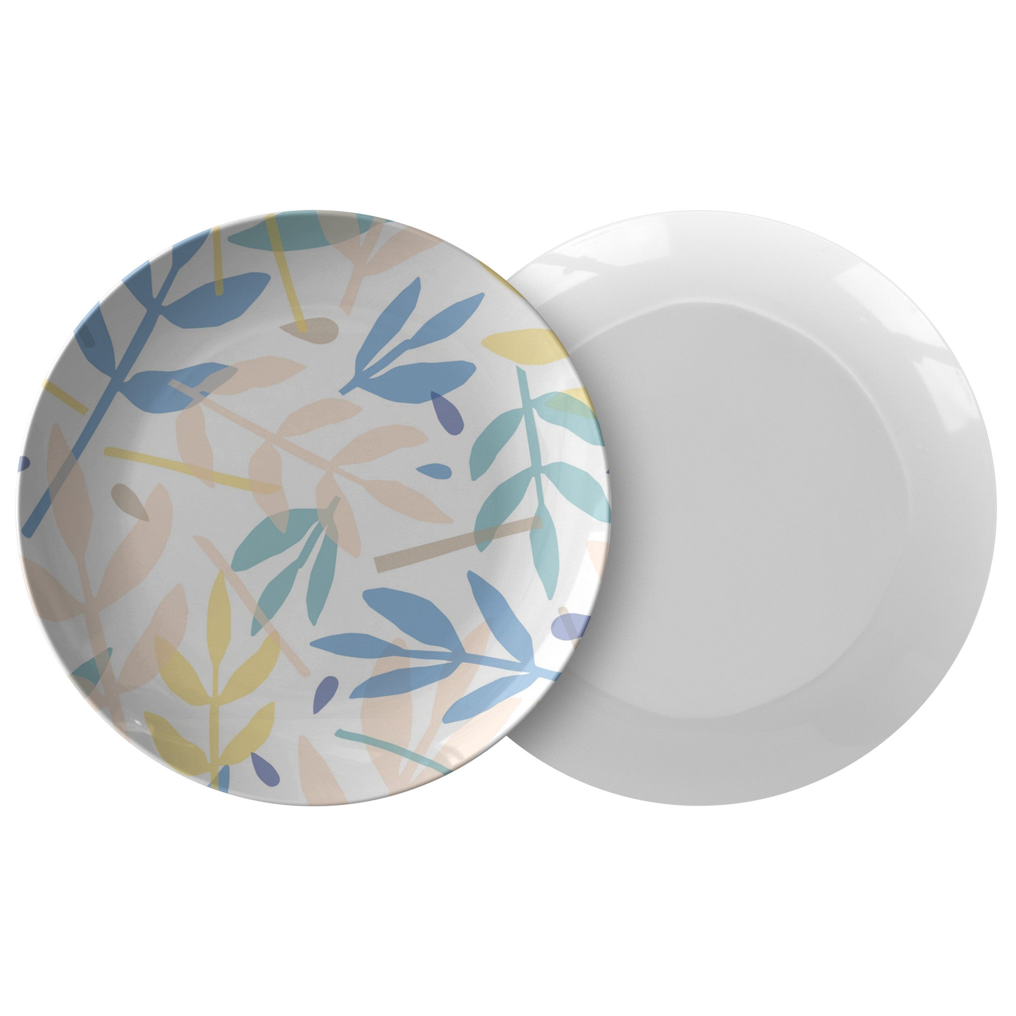 Printed Polymer Dinner Plate - Botanicals in Blue