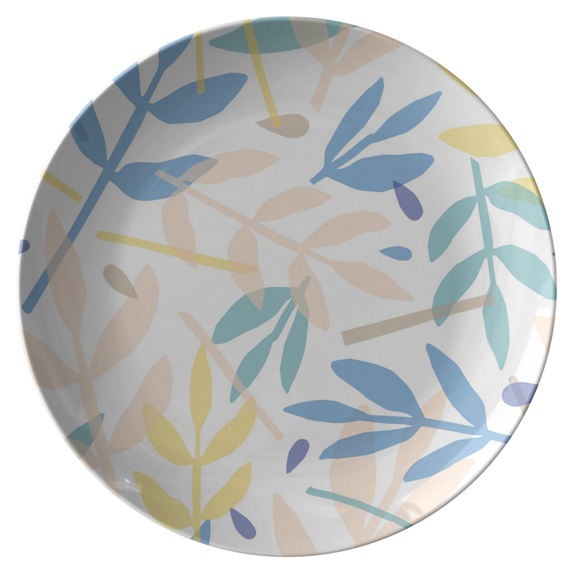 Printed Polymer Dinner Plate - Botanicals in Blue