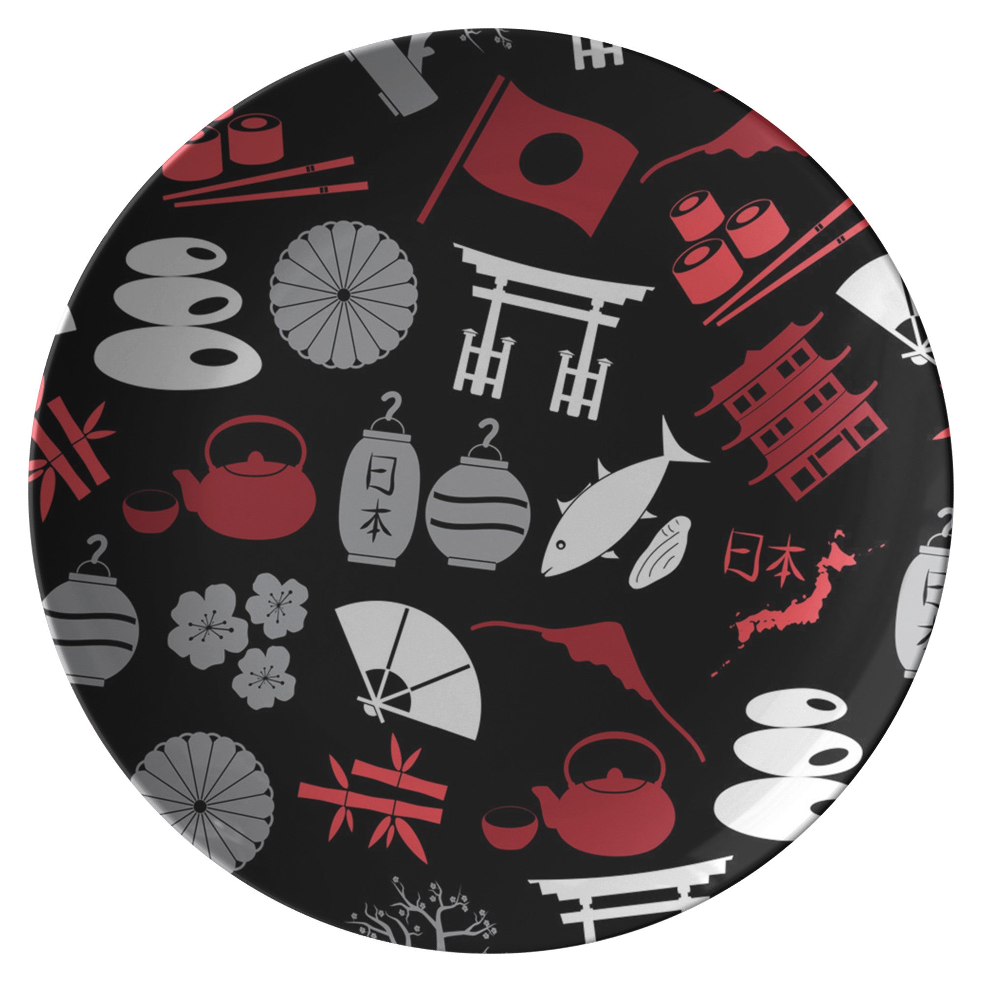 Printed Polymer Dinner Plate - I Dream of Sushi (Black)