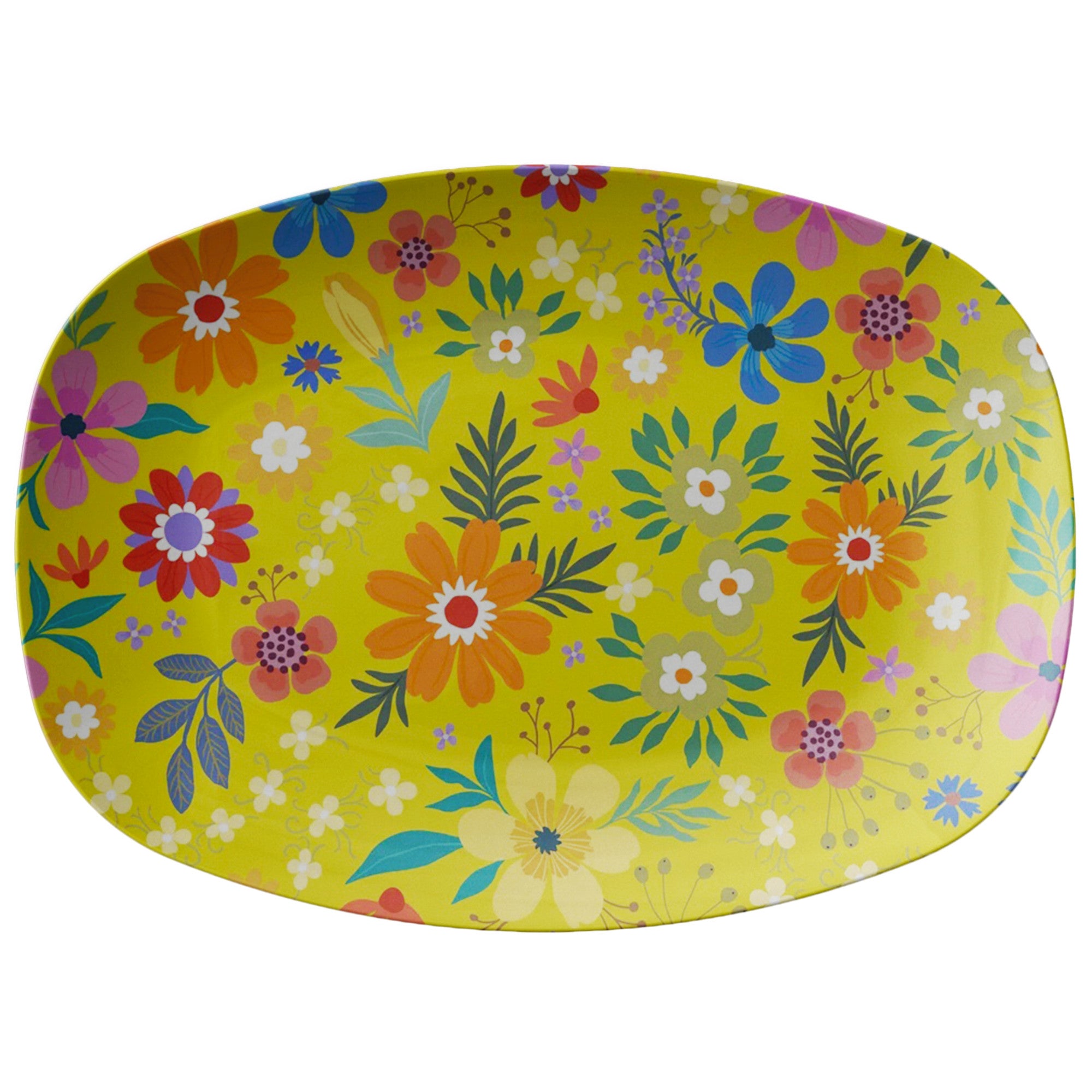 Printed Polymer Serving Platter - Bohemian Blossoms