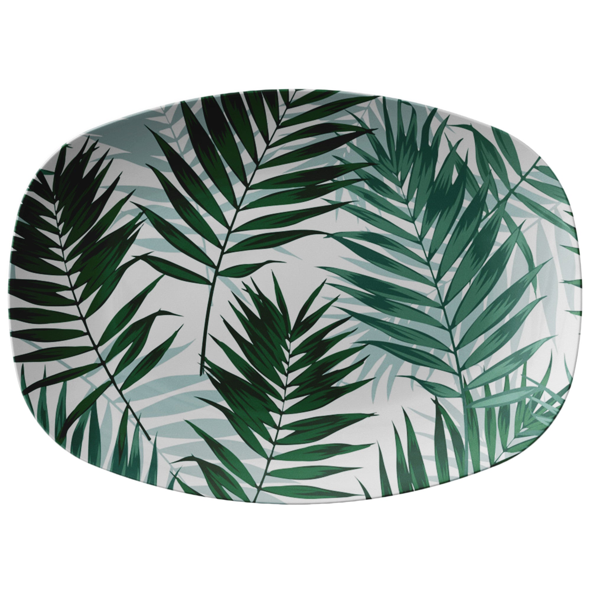 Printed Polymer Serving Platter - Emerald Palms