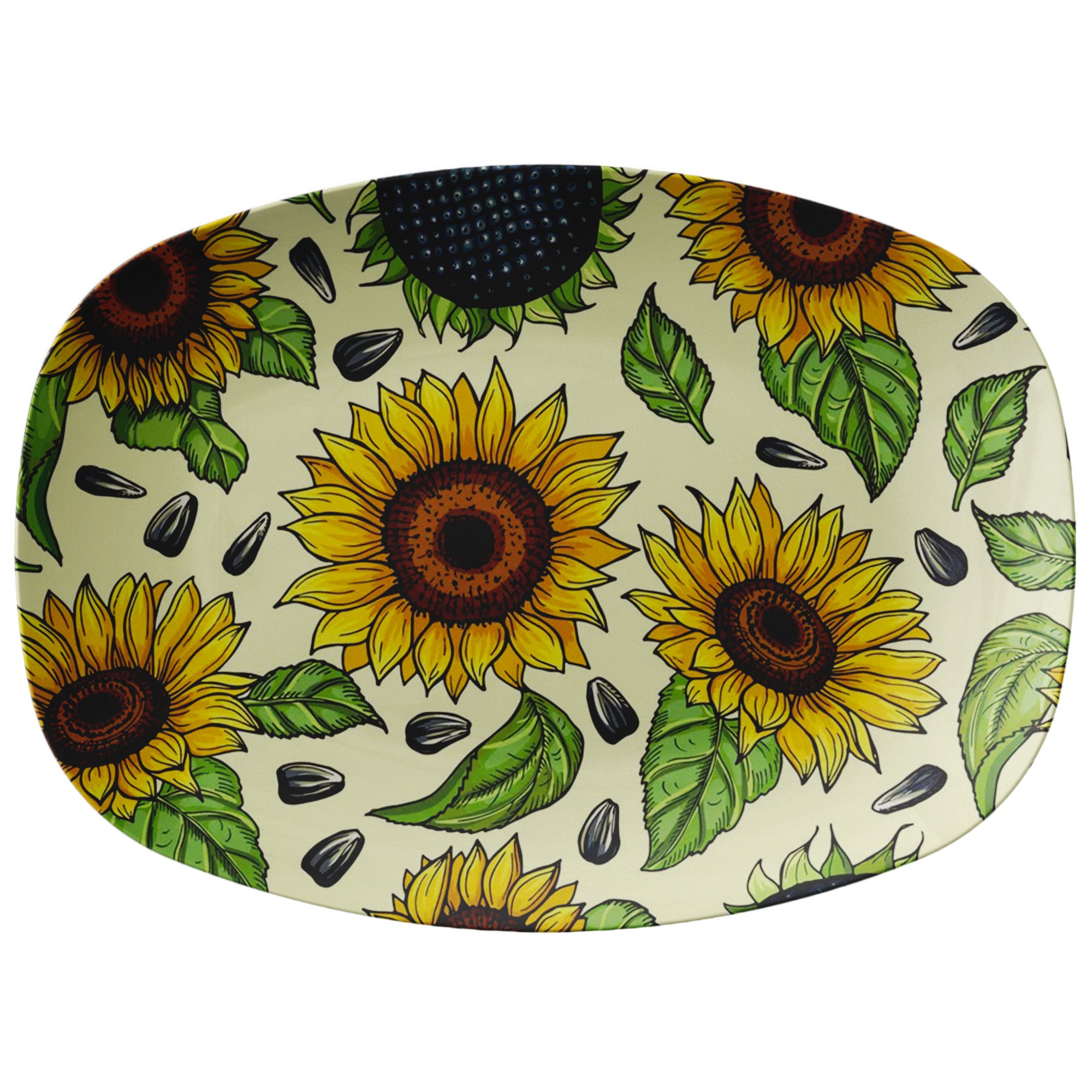 Printed Polymer Serving Platter - Sunflowers