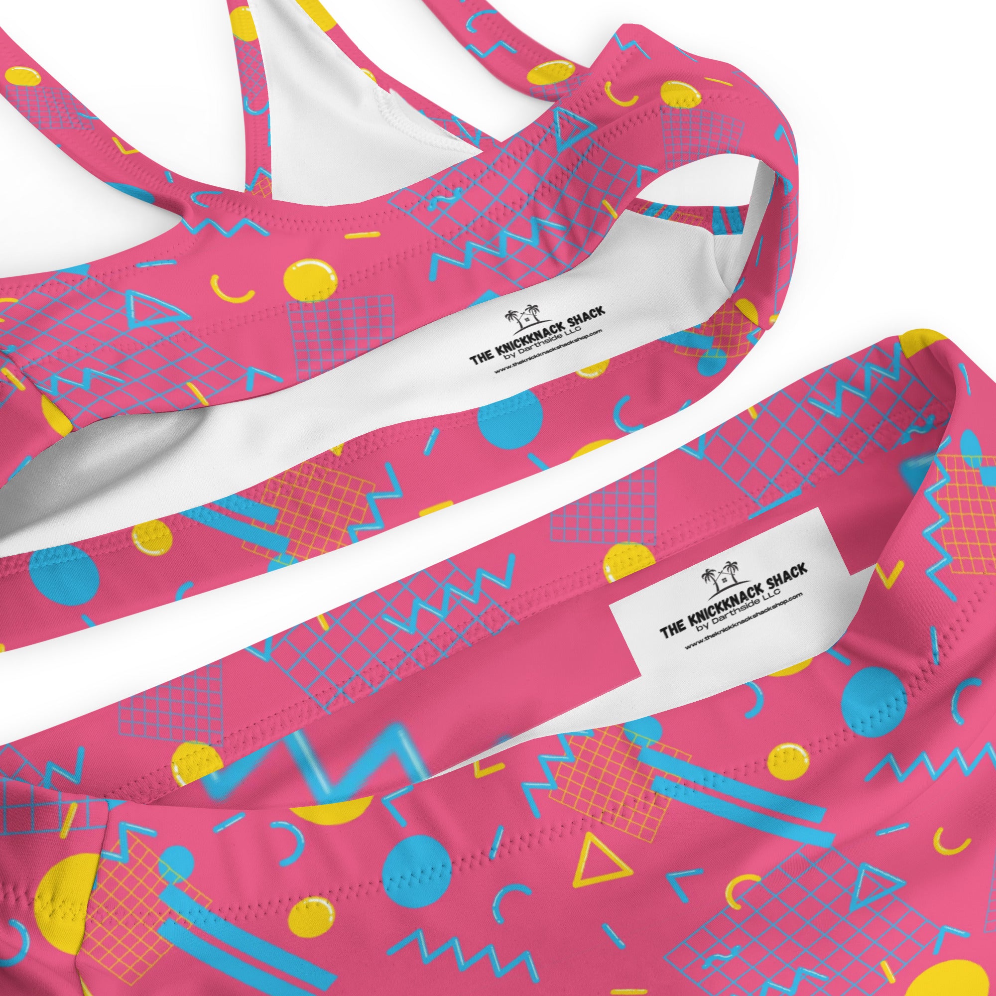 Printed rPET High-Waist Sport Bikini - 1984 Pink