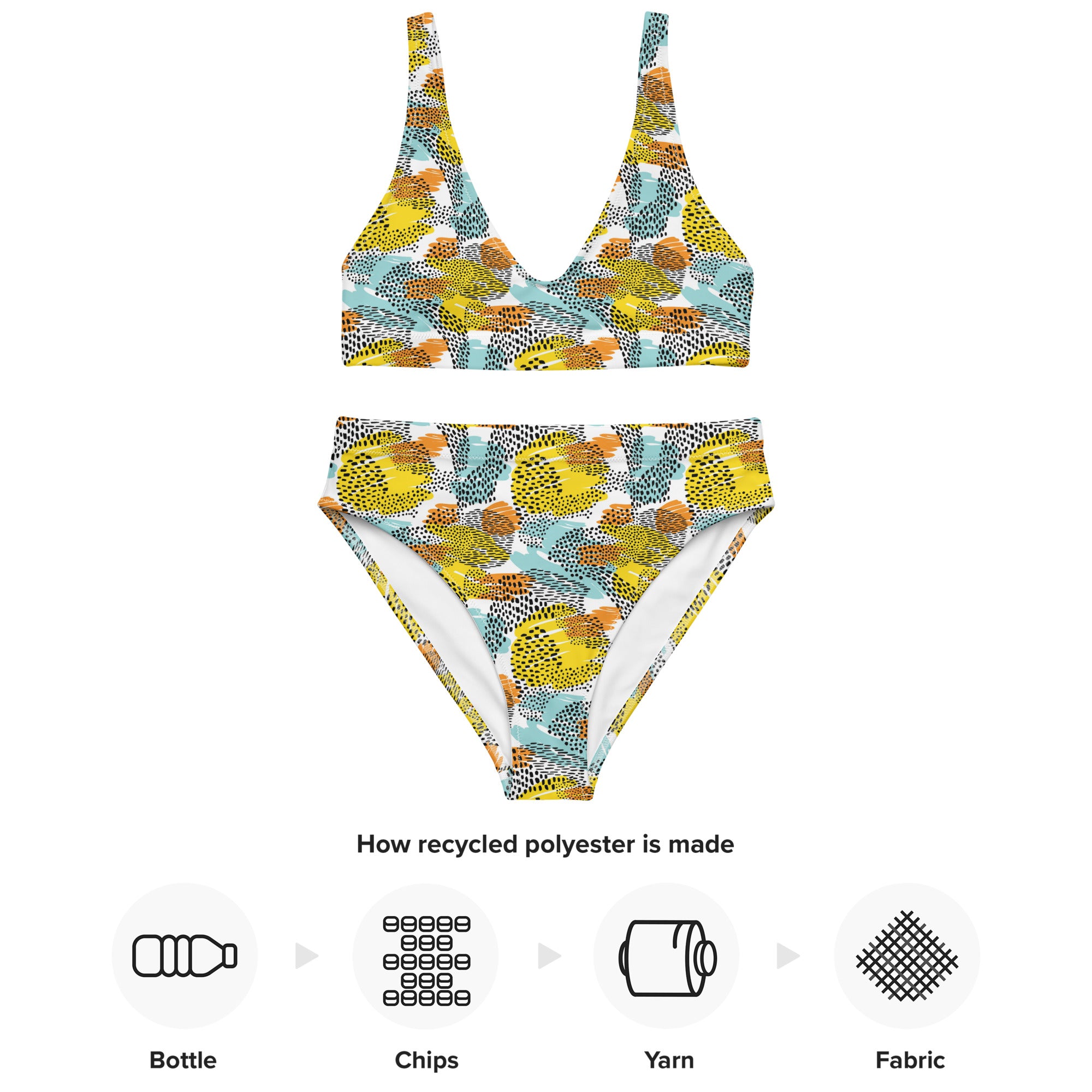 Printed rPET High-Waist Sport Bikini - Animal Print (Style 1)