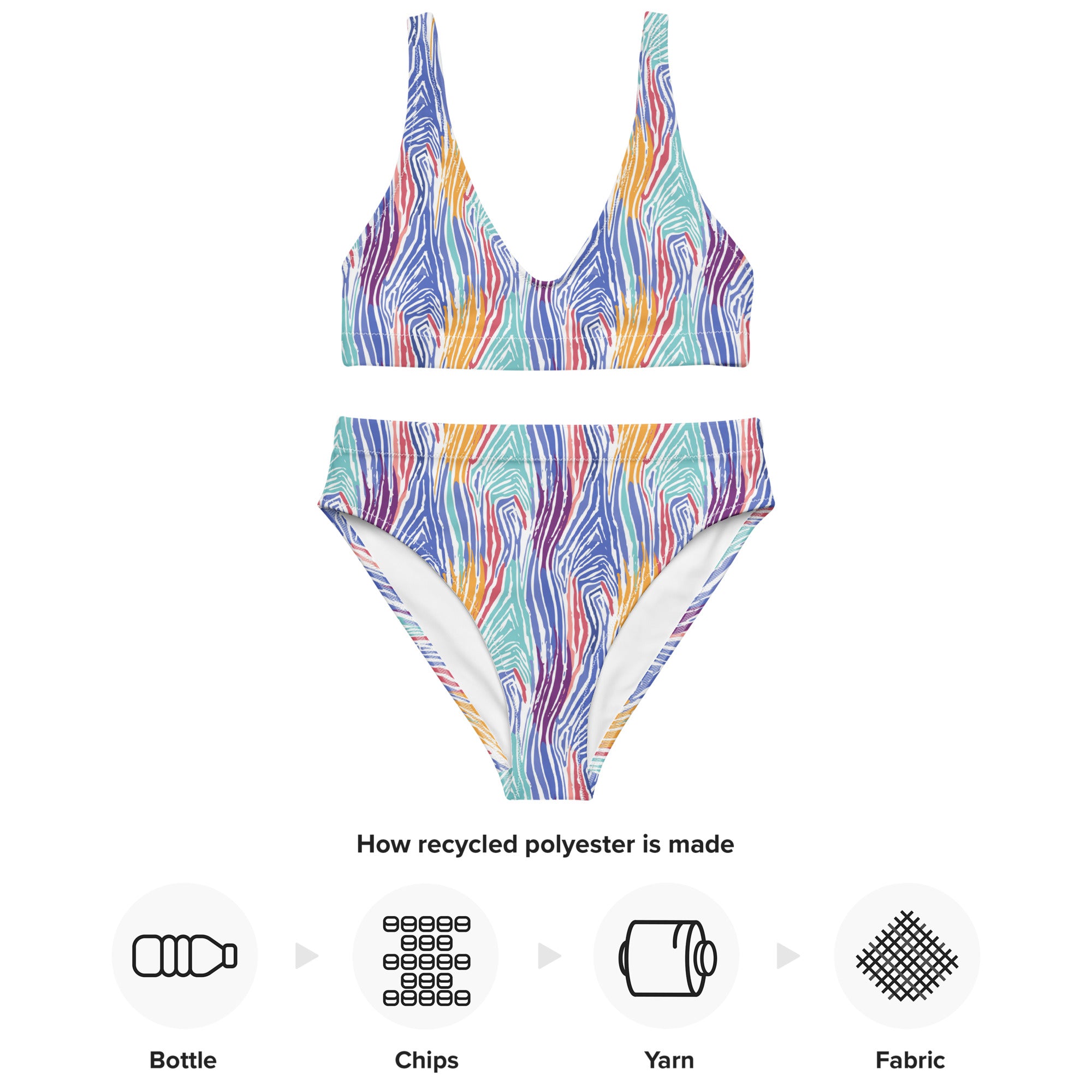 Printed rPET High-Waist Sport Bikini - Animal Print (Style 2)