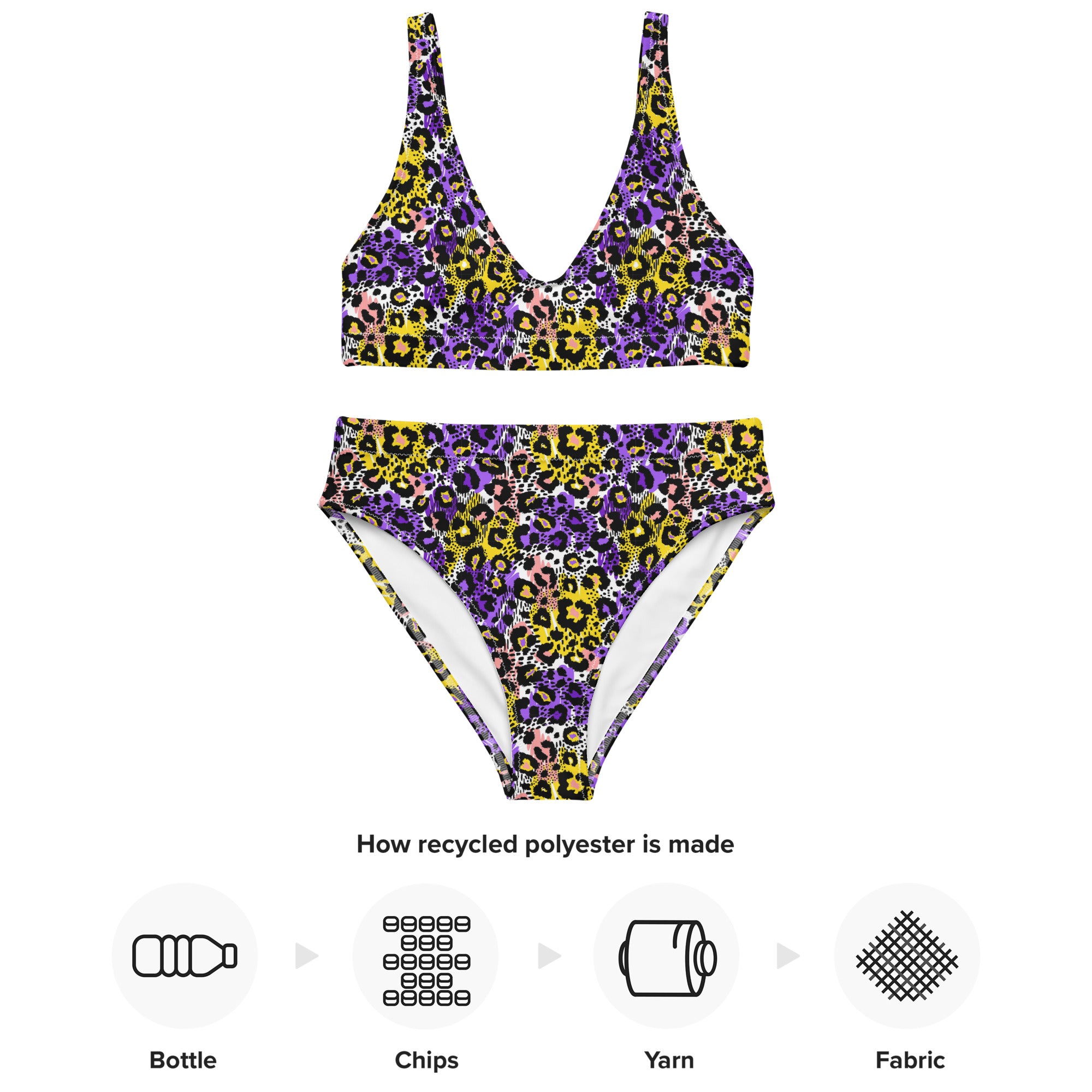 Printed rPET High-Waist Sport Bikini - Animal Print (Style 4)