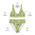 Bikini de sport taille haute imprimé en rPET - Ananas et Plumeria (Vert)