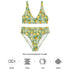 Bikini de sport taille haute imprimé en rPET - Ananas et Plumeria (Vert)