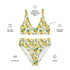 Printed rPET High-Waist Sport Bikini - Pineapples & Plumeria (White)