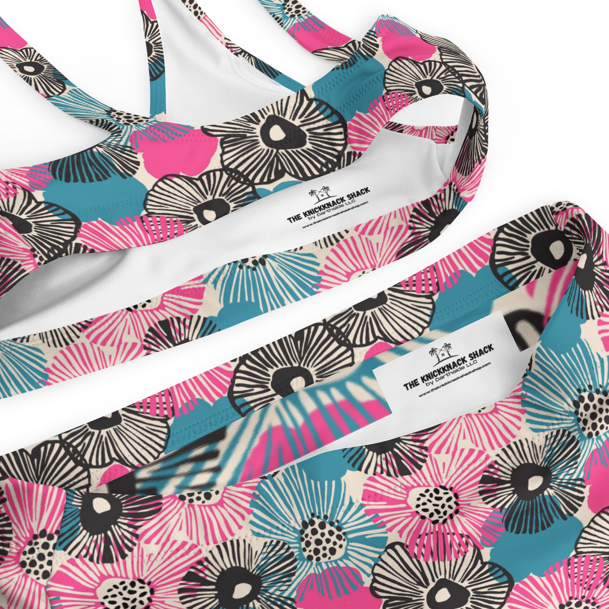 Bikini deportivo de cintura alta de rPET estampado - Retro Floral