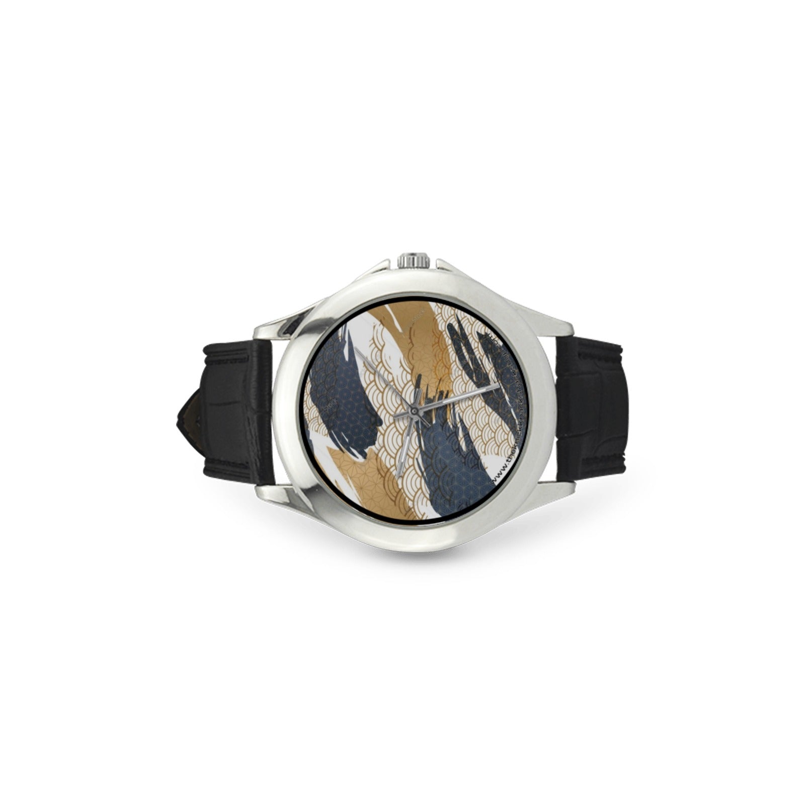 Women's Classic Leather Strap Watch -  Black & Gold