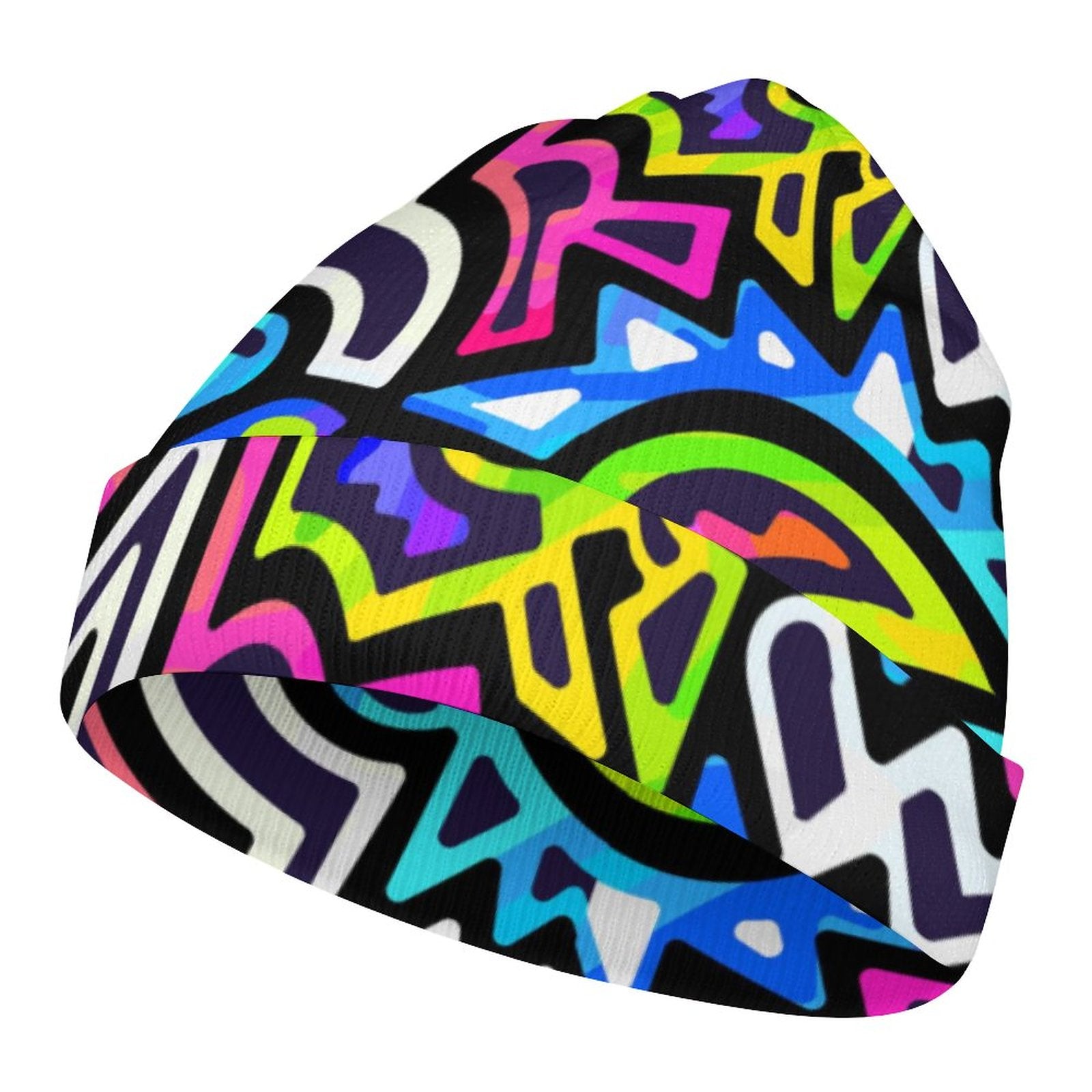 Kids' Knit Beanie - Neon Graffiti