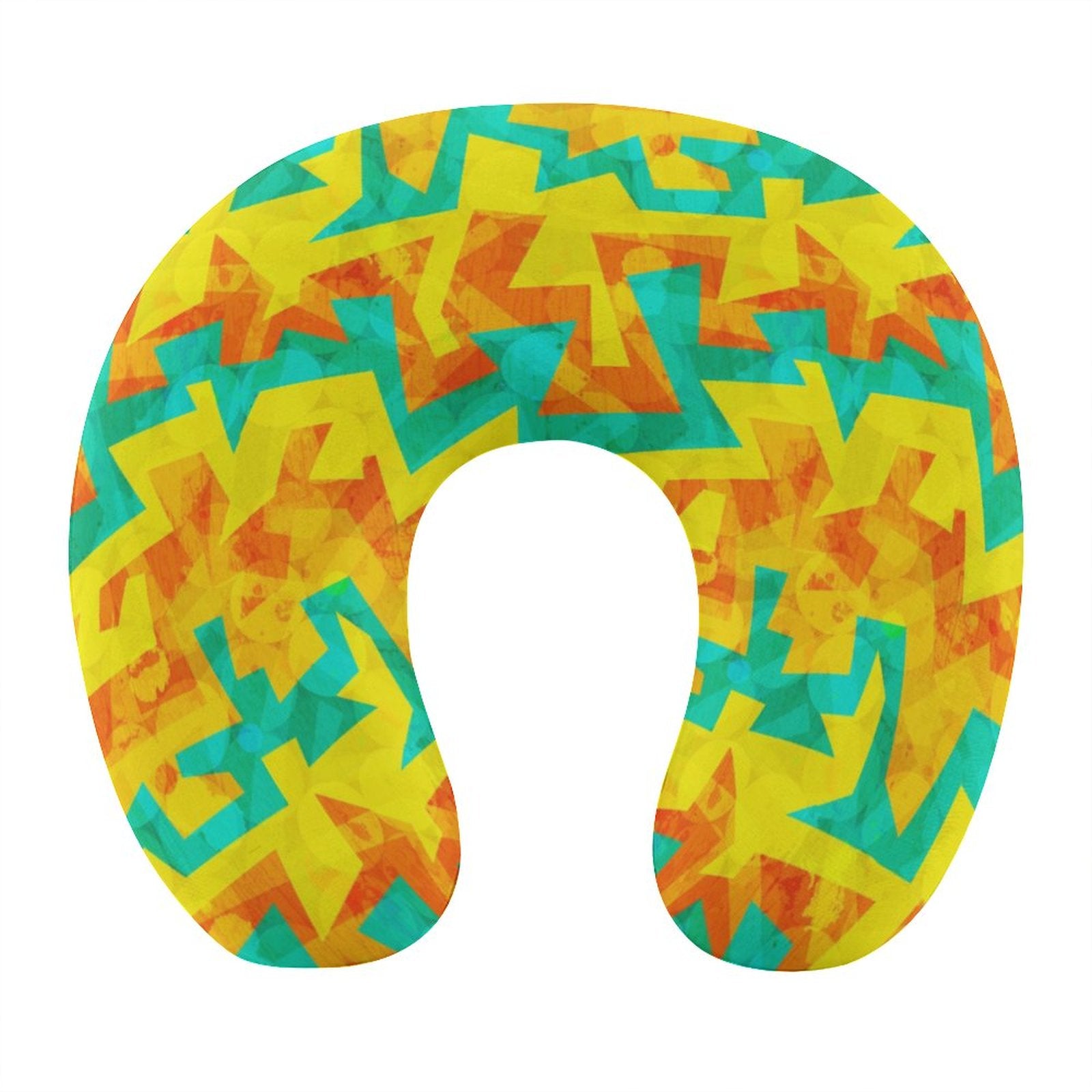 Travel Neck Pillow - Geometric Neon in Citrus