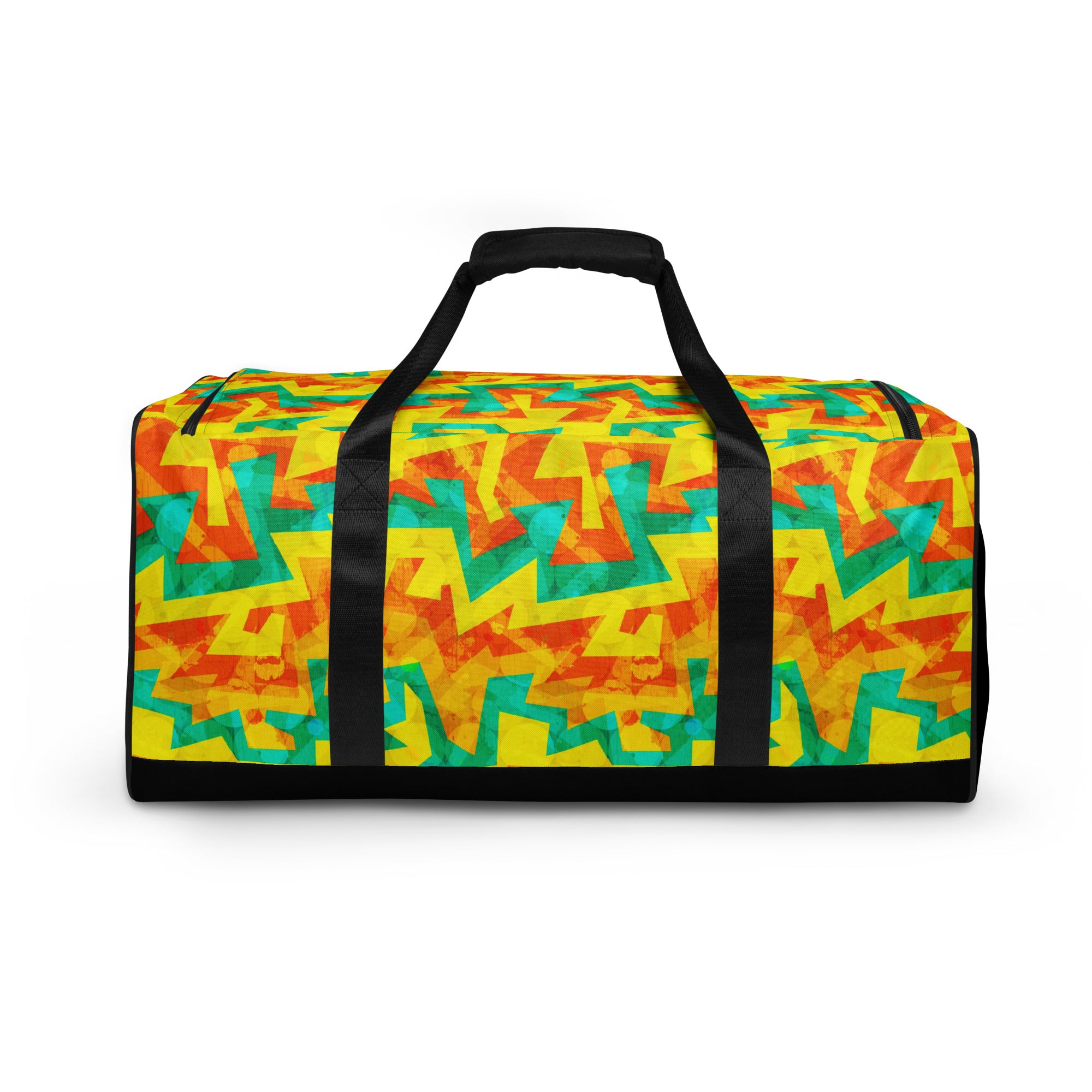 Large Printed Duffle Bag - Geometric Neon in Citrus