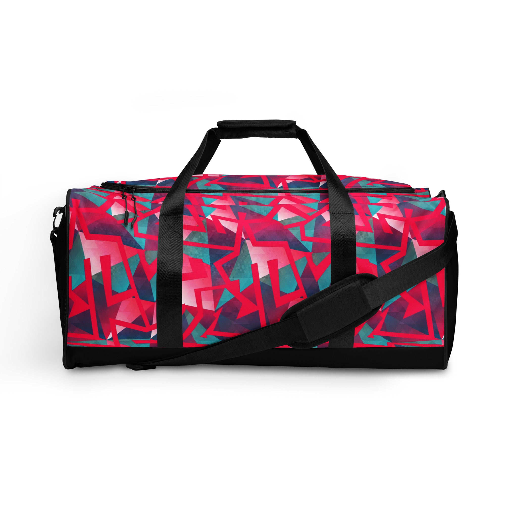 Large Printed Duffle Bag - Geometric Neon in Berry